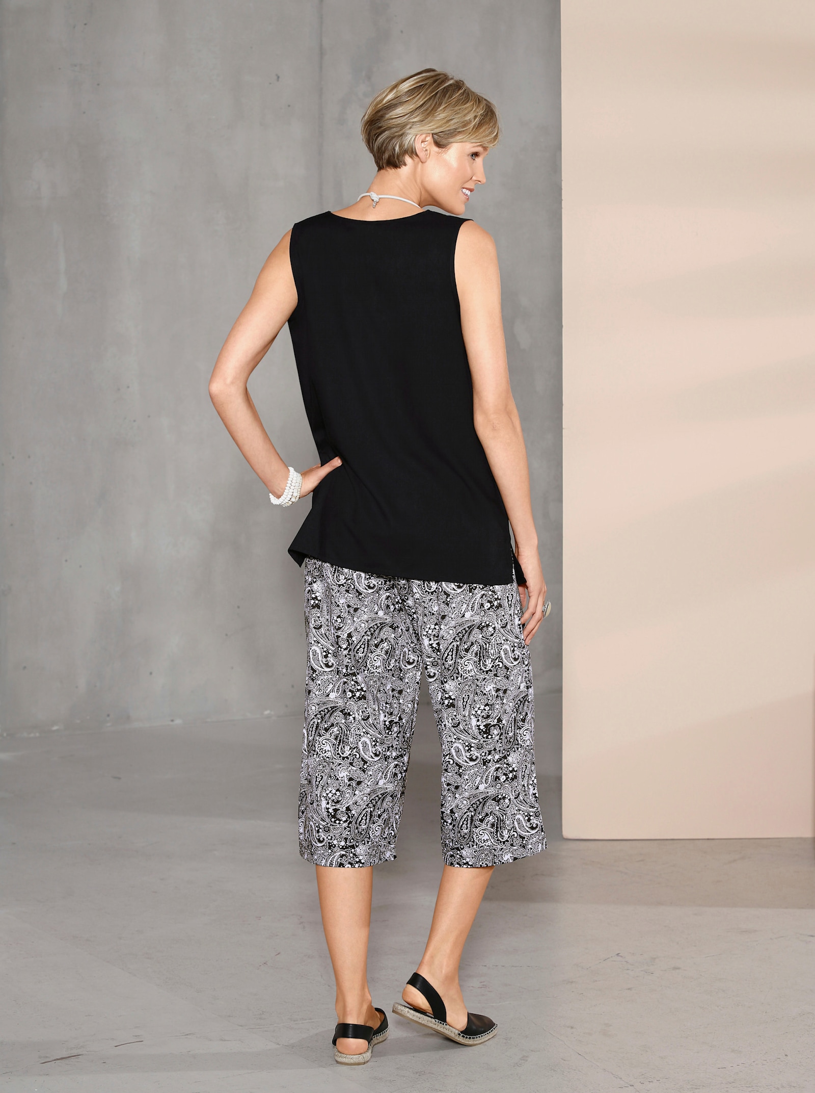 Culotte in Hosenrock-Form - schwarz-weiss-gemustert