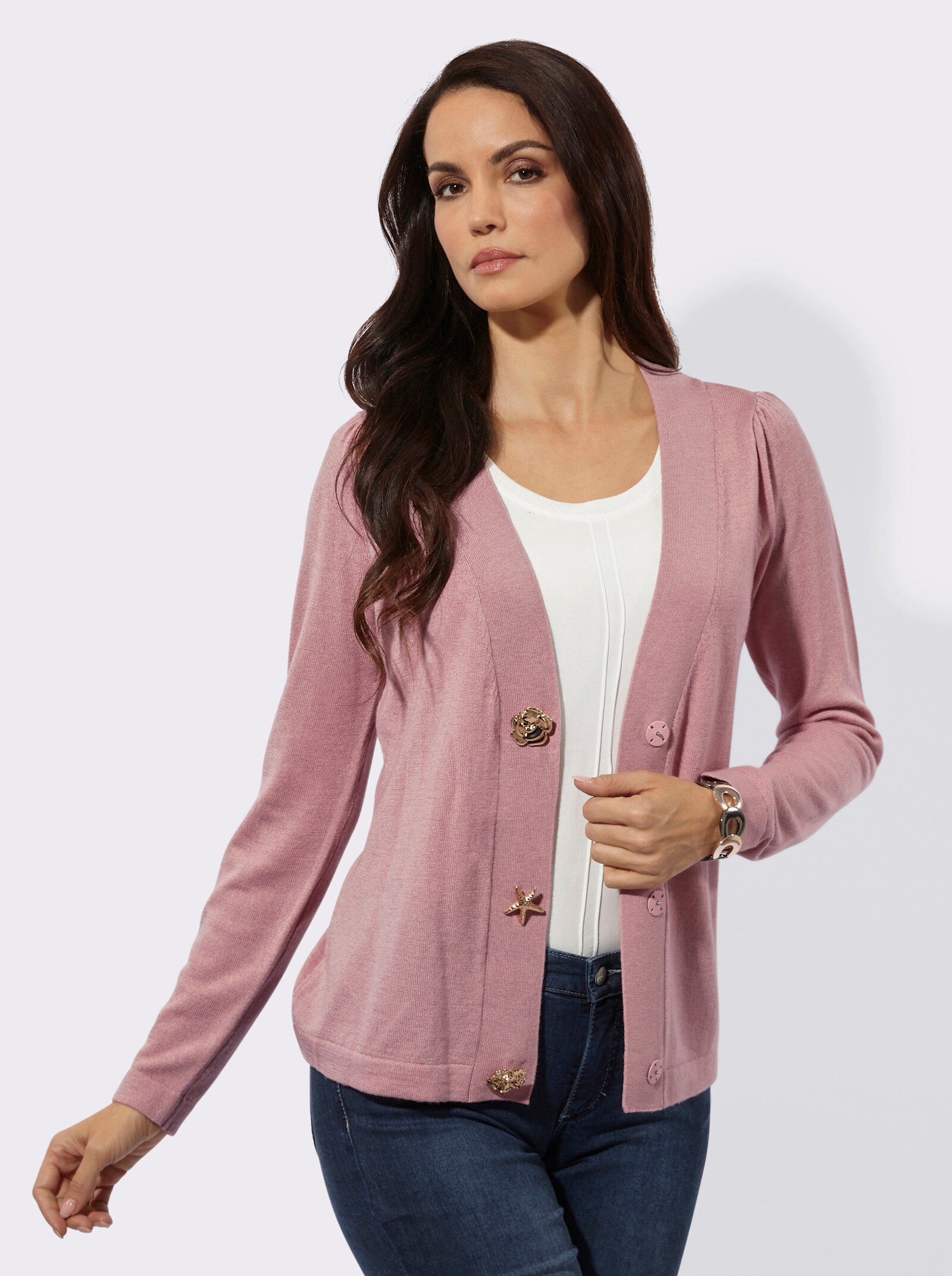 Cardigan mit Druckknöpfen - hortensie