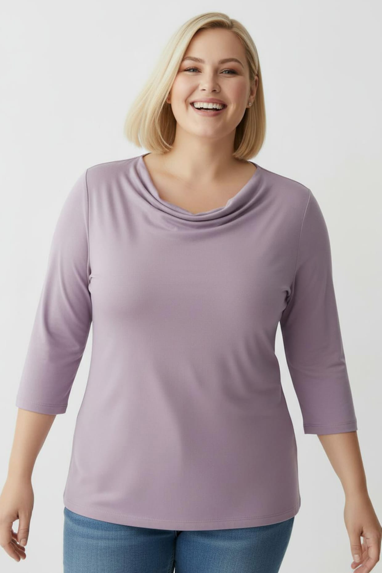 Wasserfallshirt mit 3/4-langen Ärmeln - lavendel