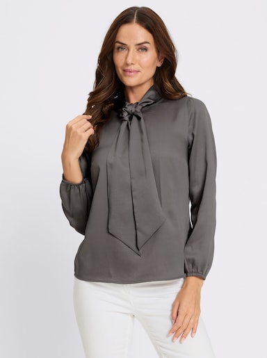 heine Schluppenbluse mit Knopfverschluss im Nacken - grau