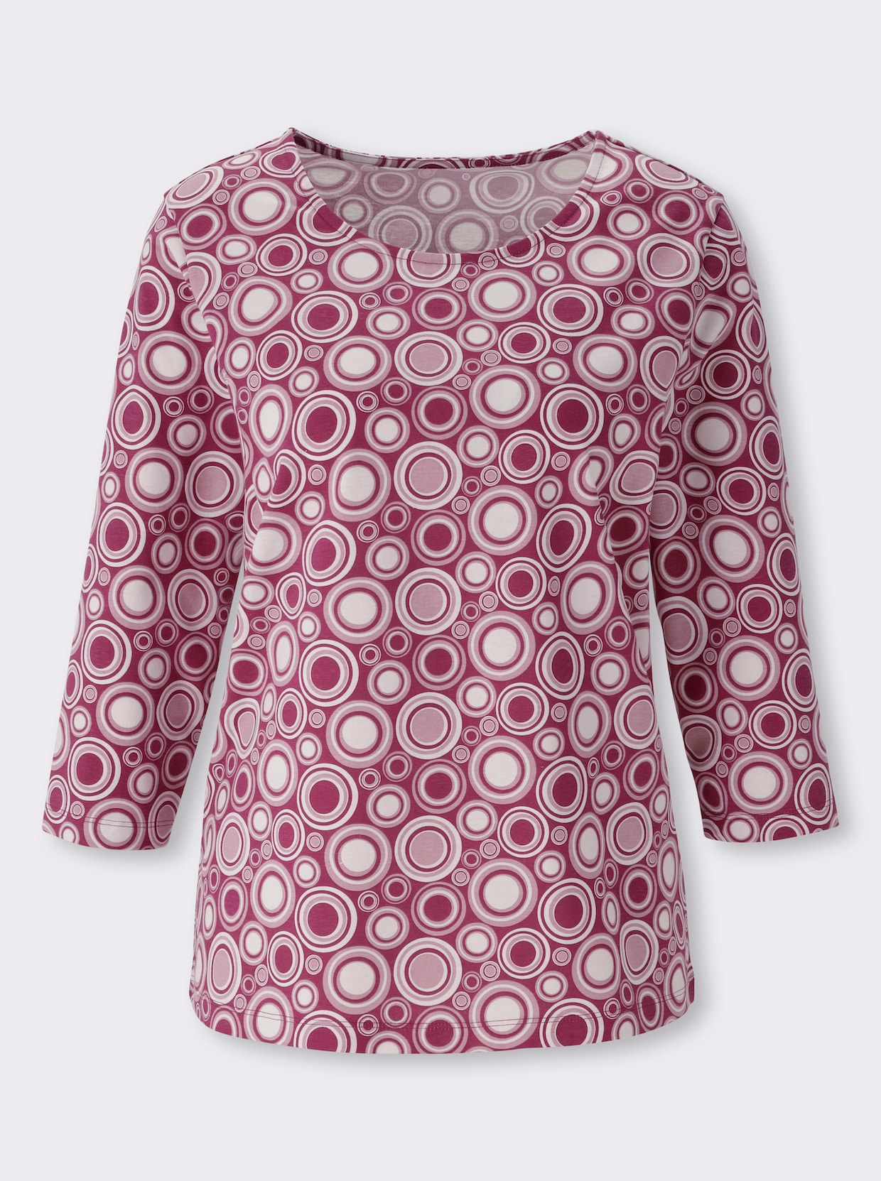 3/4-Arm-Shirt mit Kreise-Muster, Baumwolle - mauve-ecru-gemustert