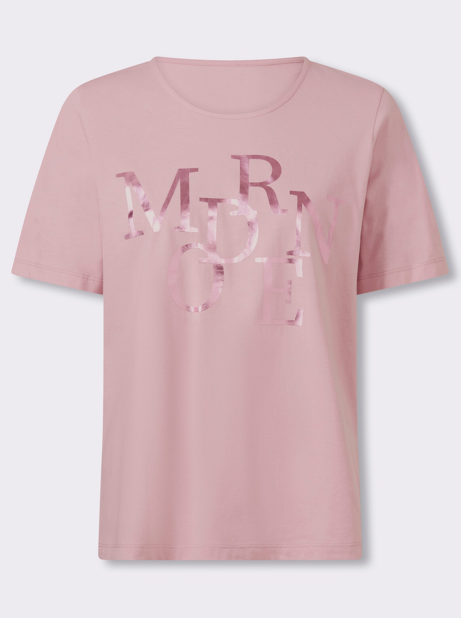 Kurzarmshirt mit Lettering-Folienprint - rosé