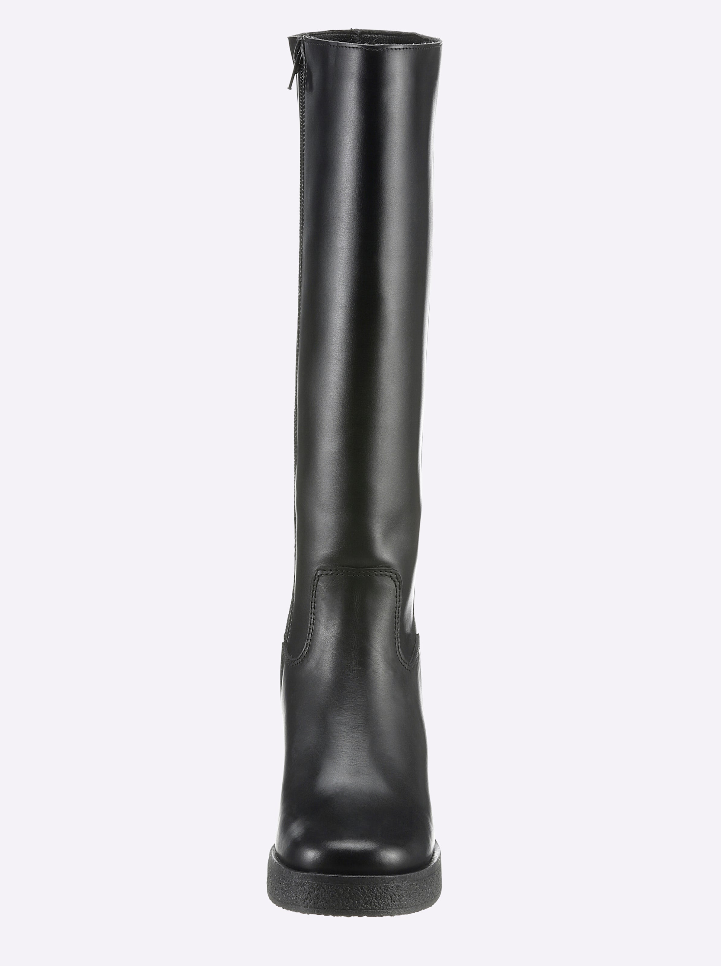 LED Block günstig Kaufen-Stiefel in schwarz von heine. Stiefel in schwarz von heine <![CDATA[Stiefel Made in Portugal. Interessanter Mix aus hochwertigem Rindleder und Synthetik. Hoher Tragekomfort durch weiche Polsterung. Mit Reißverschluss. Plateauhöhe ca. 15 cm. Blockabsatz,