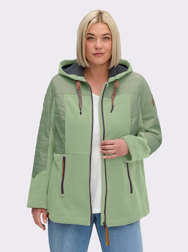 Übergangsjacke im Mix aus Fleece und Stepp - eucalyptus