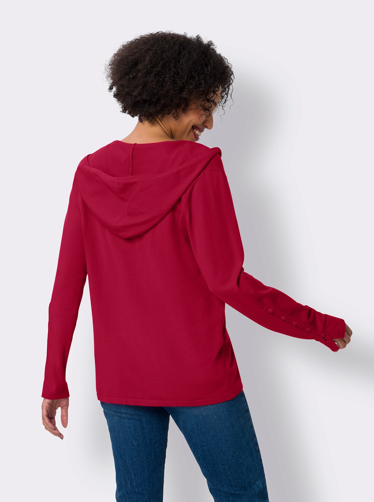 heine Gebreid vest met capuchon - rood