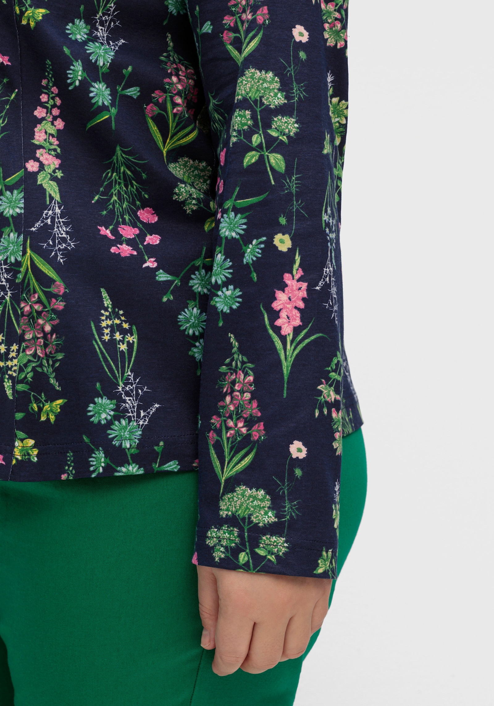 Shirtjacke ohne Verschluss - marine-altrosa-bedruckt