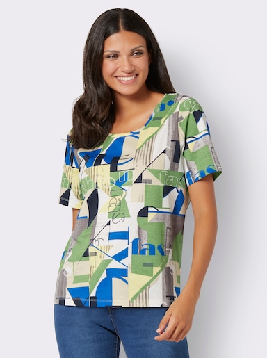 Kurzarmshirt mit Lettering-Druck - marine-apfel-bedruckt