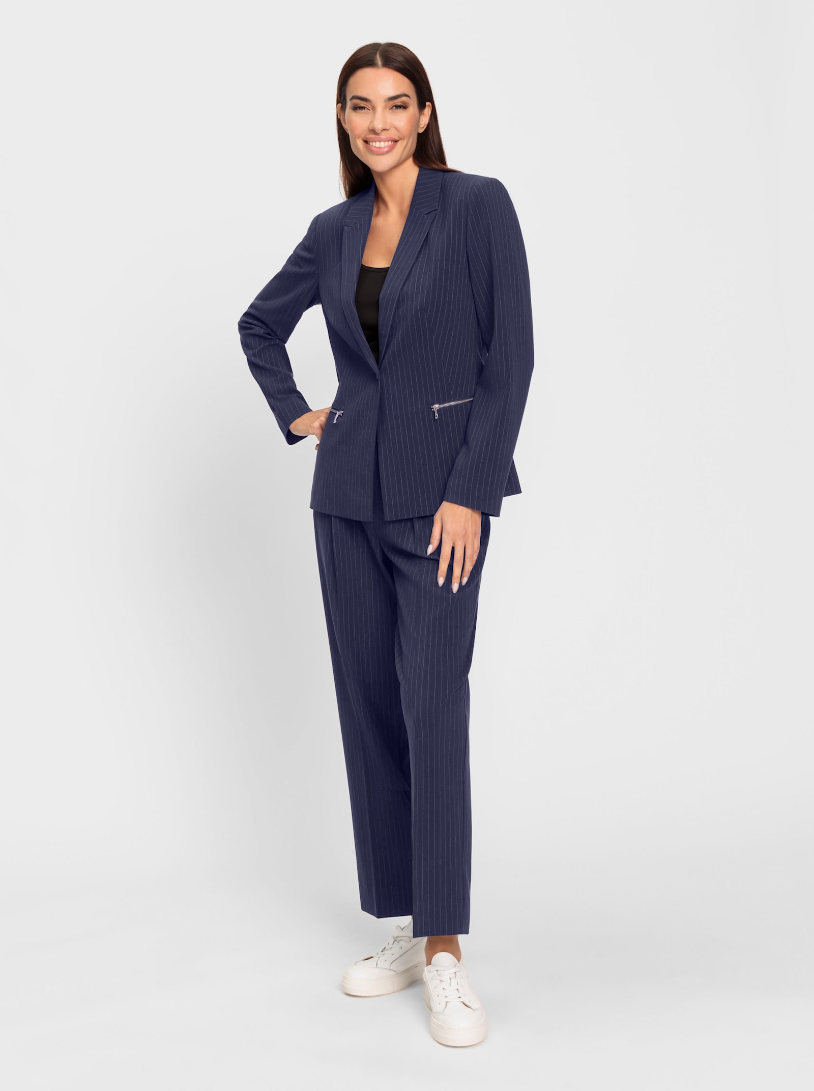 heine Costume avec fines rayures - marine