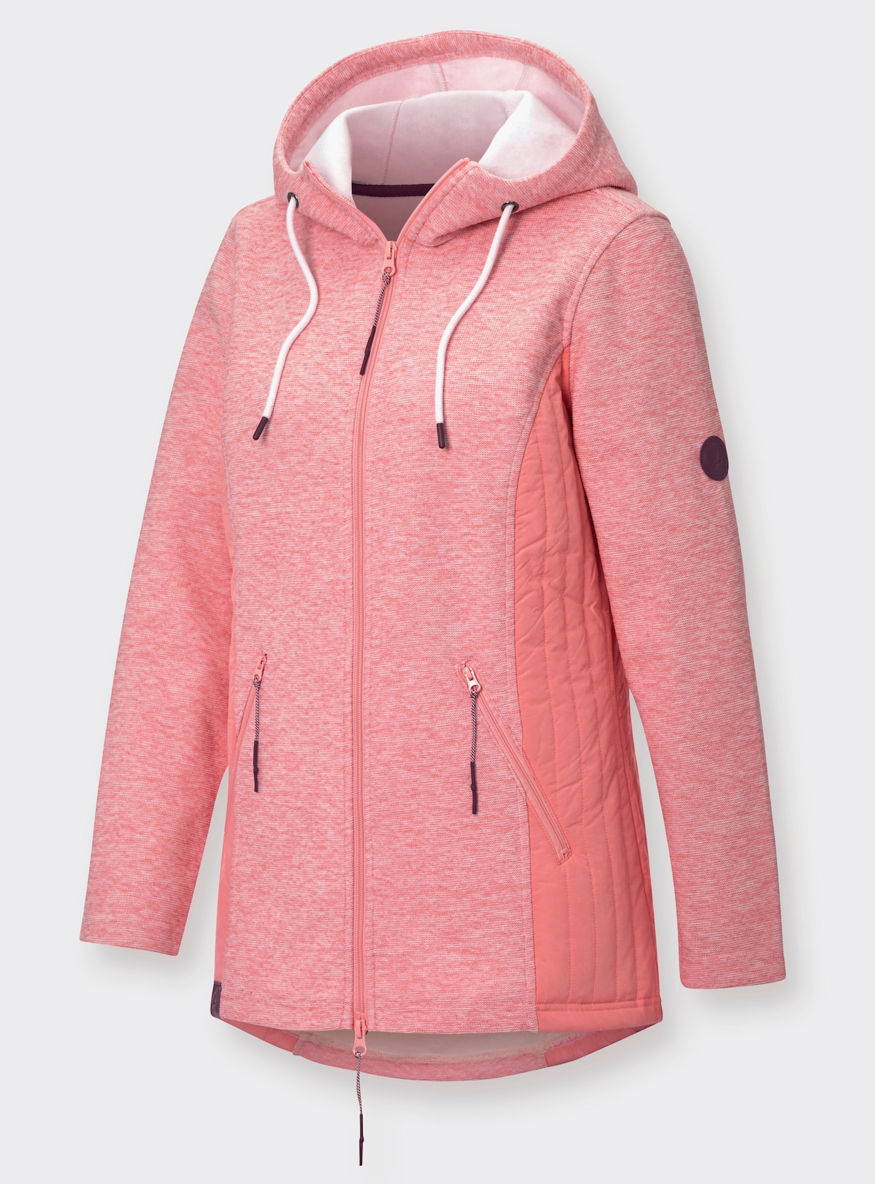 Strickfleecejacke - flamingo-weiss-meliert