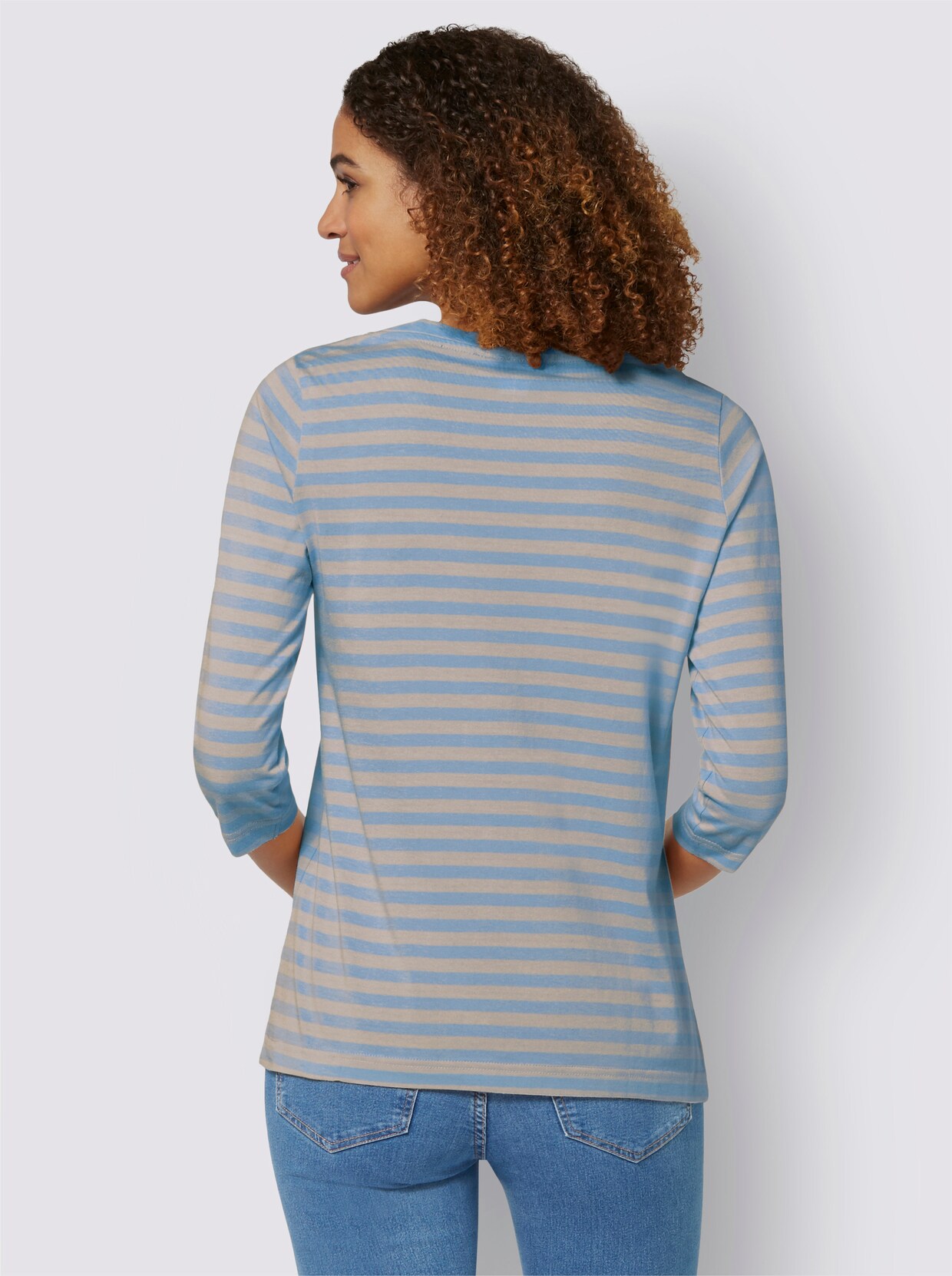 Streifenshirt - eisblau-sand-gestreift