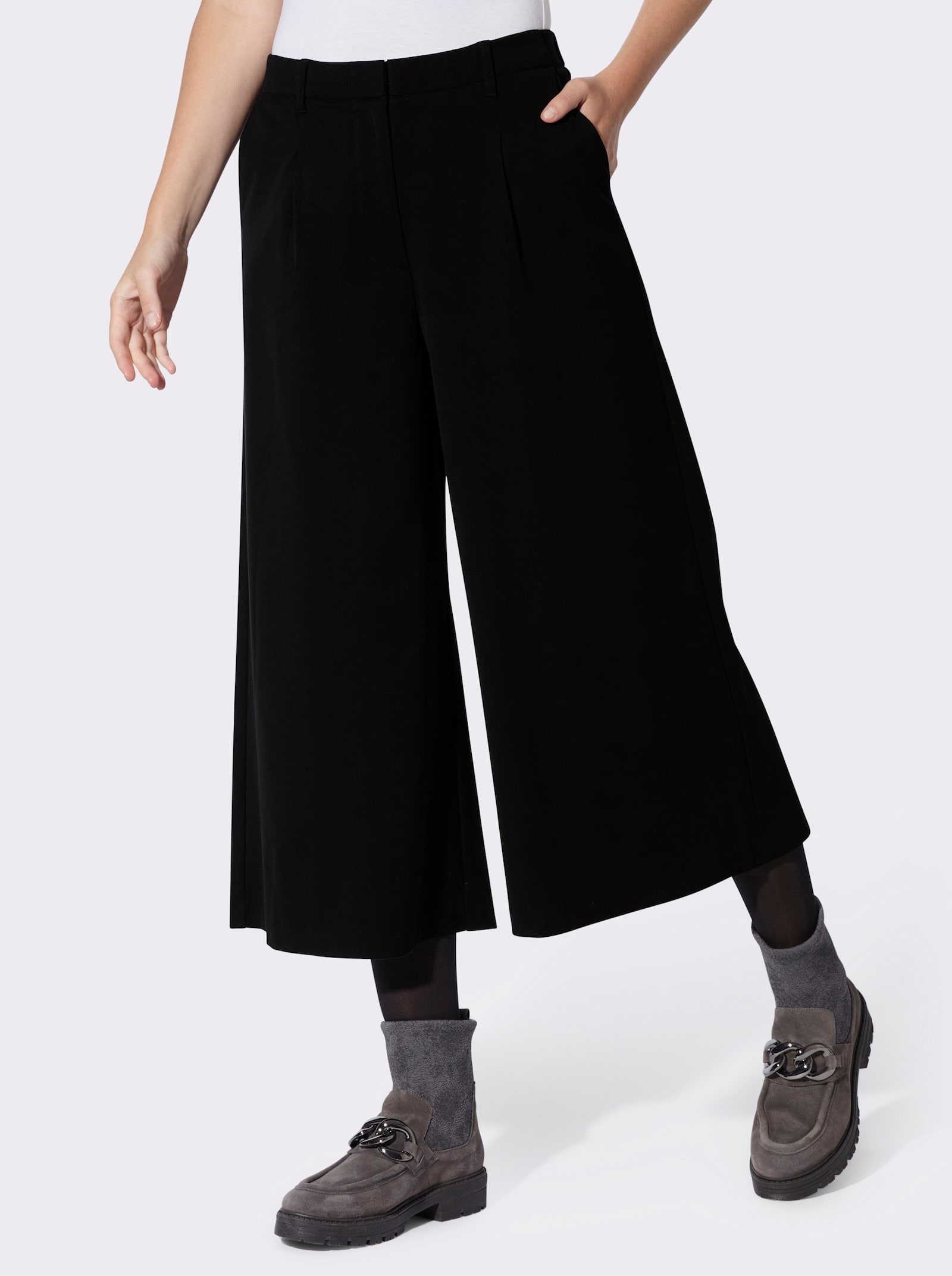 heine Broekrok met bandplooien - zwart