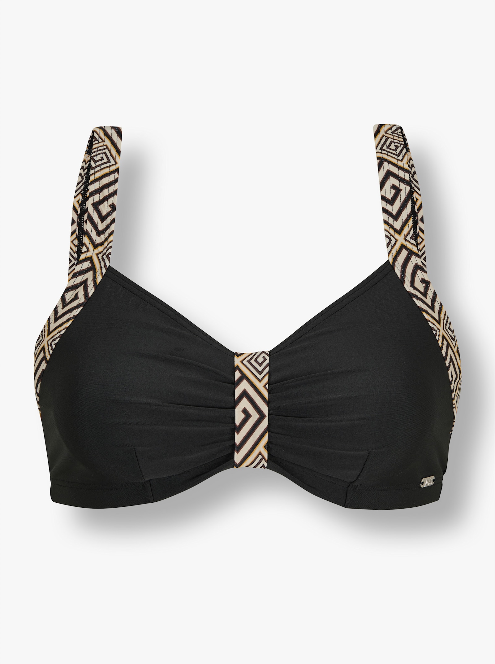 feel good Bikini-Oberteil mit Meander-Druck - schwarz-sand-bedruckt