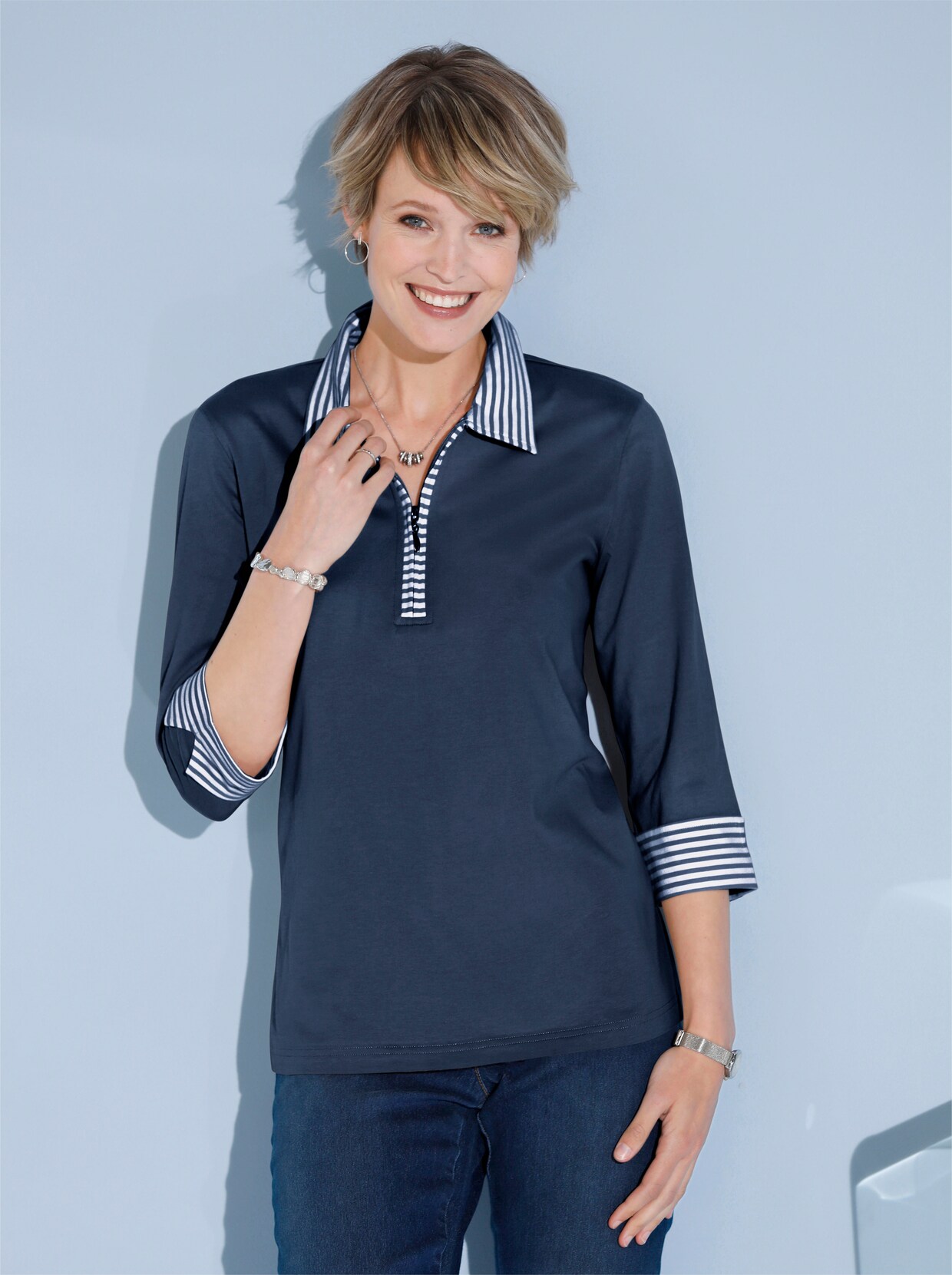 Shirt met 3/4-mouw - donkerblauw