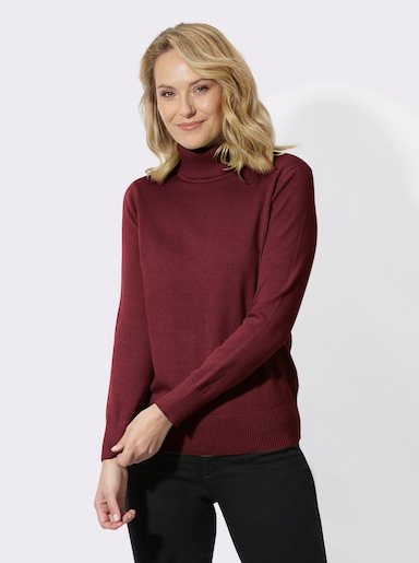 Rollkragenpullover mit Rippbündchen - bordeaux