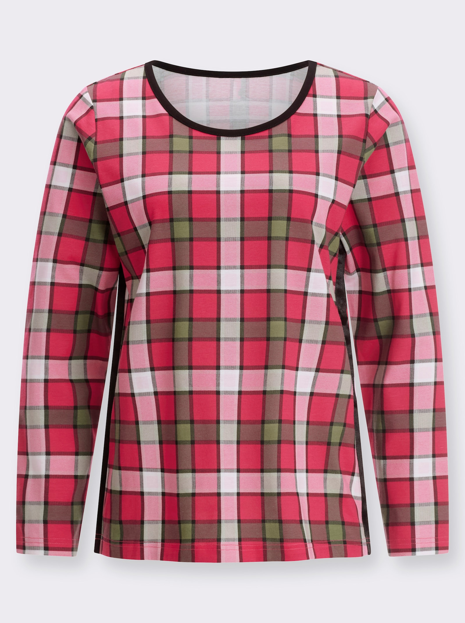 Langarmshirt mit Zierband - pink-ecru-bedruckt