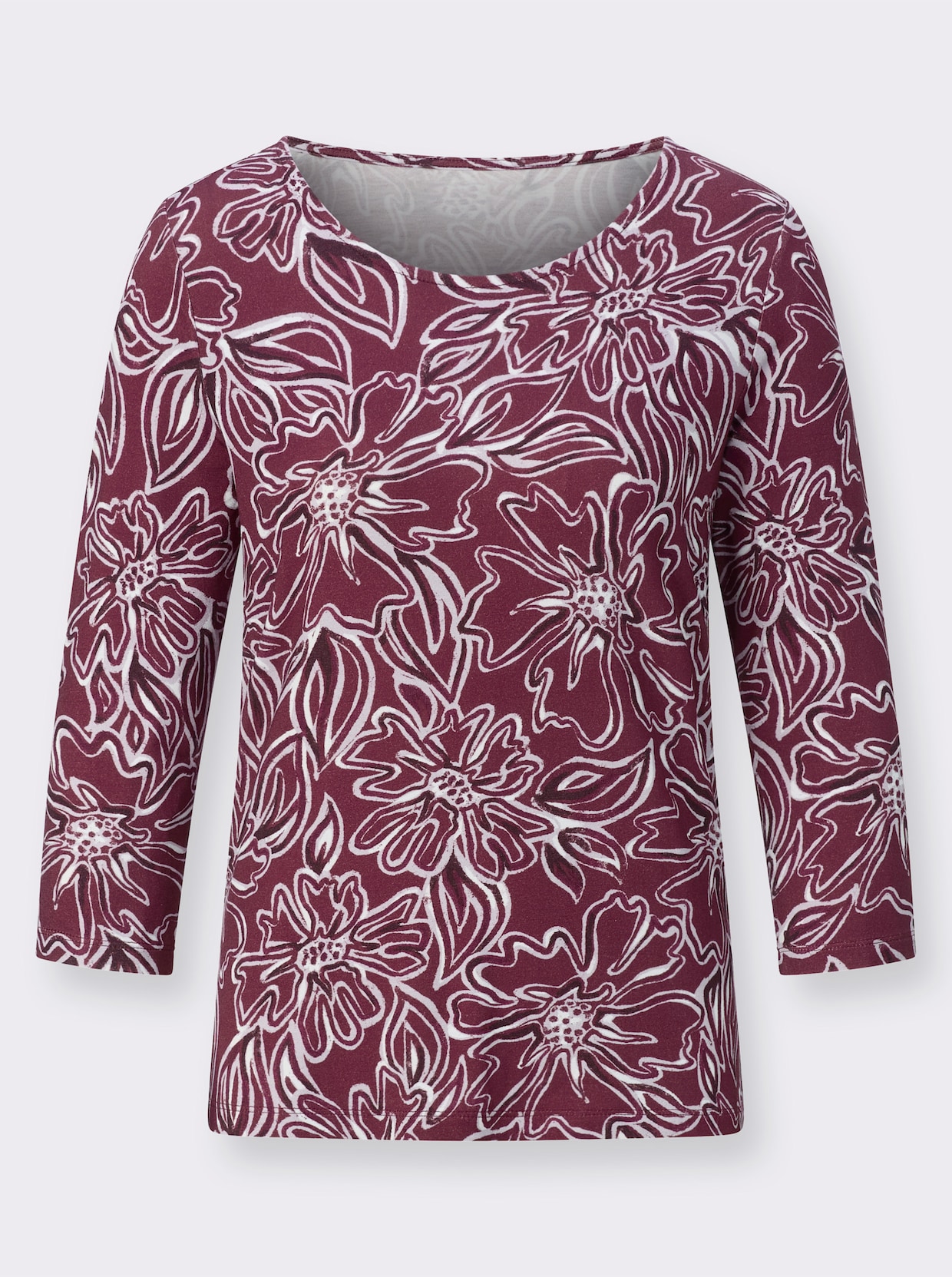 Shirt met 3/4-mouw - bordeaux/lila bedrukt