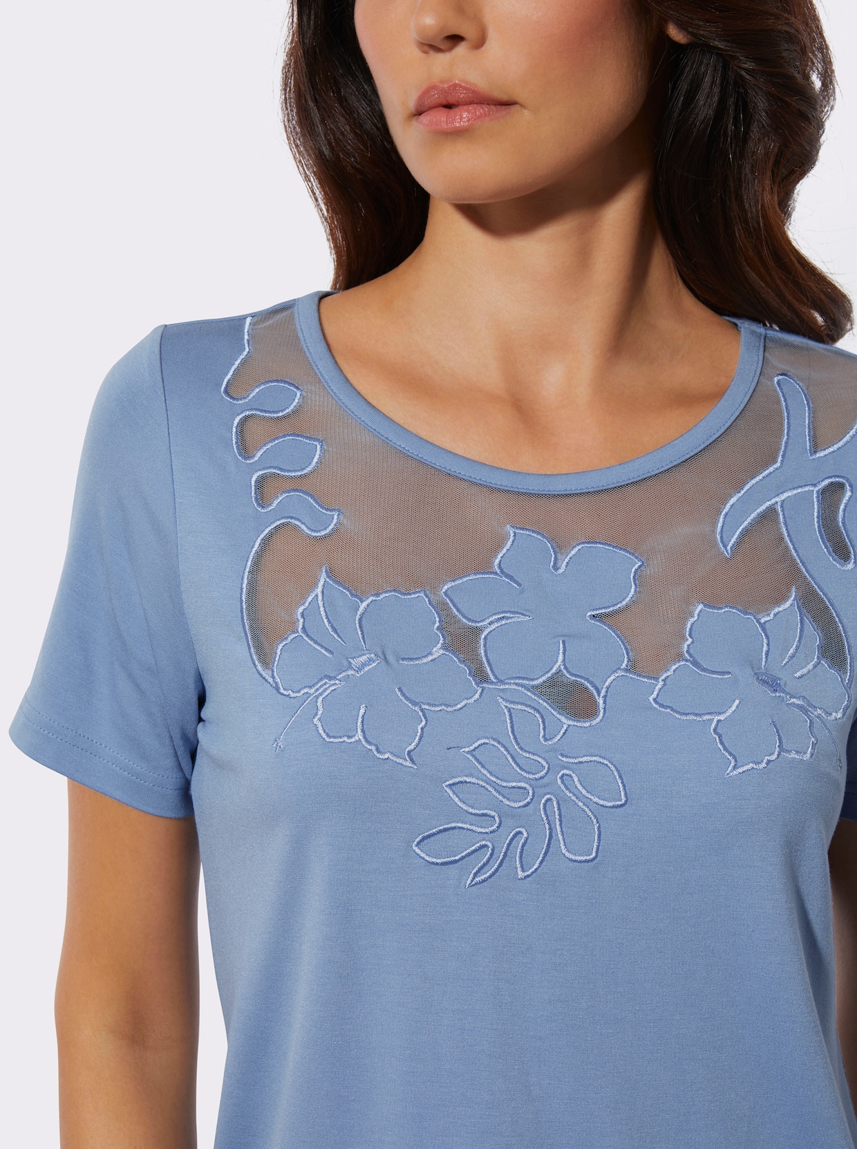 Kurzarmshirt mit Mesh-Einsätzen - bleu
