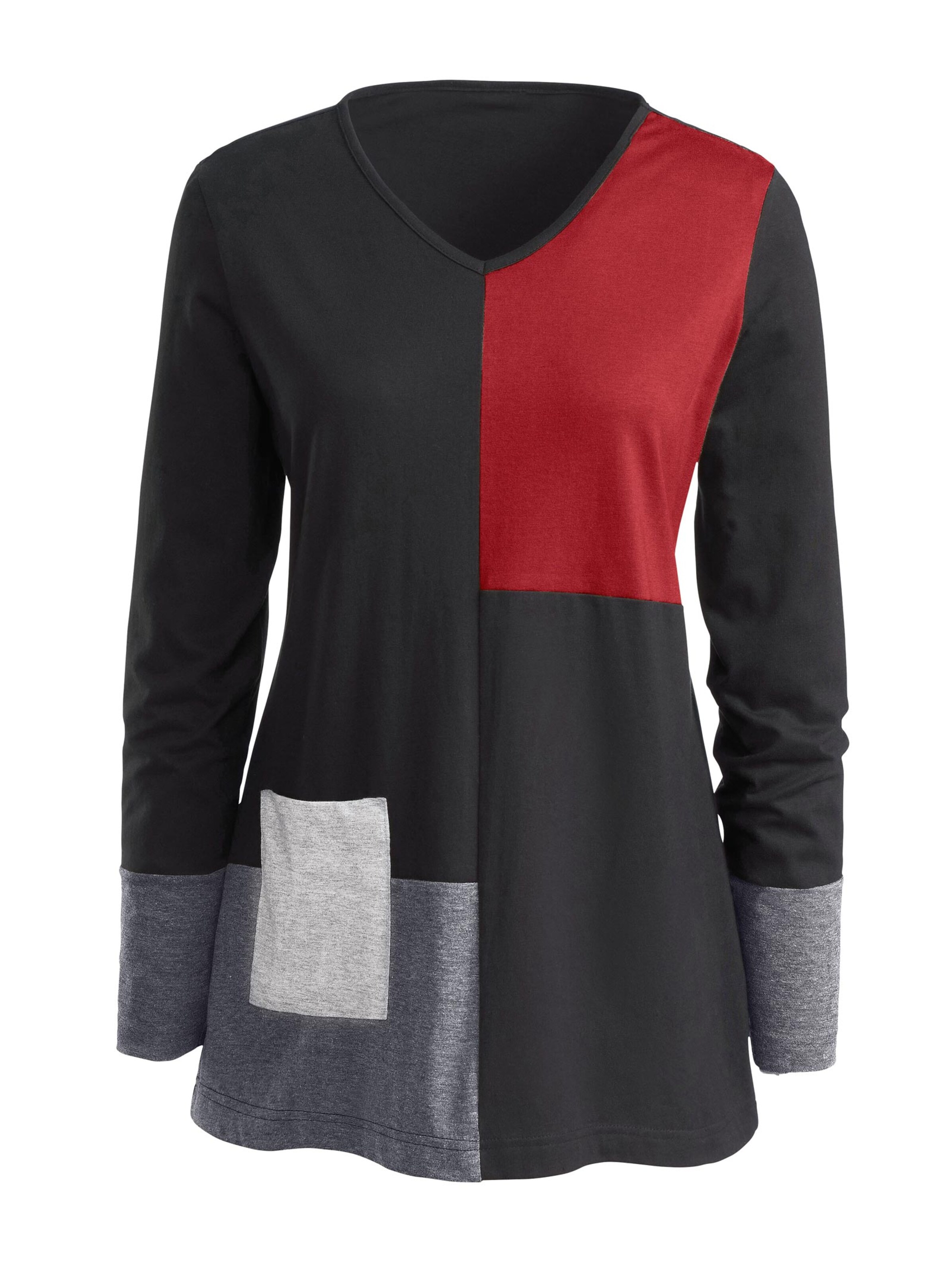 Longshirt - rot-schwarz