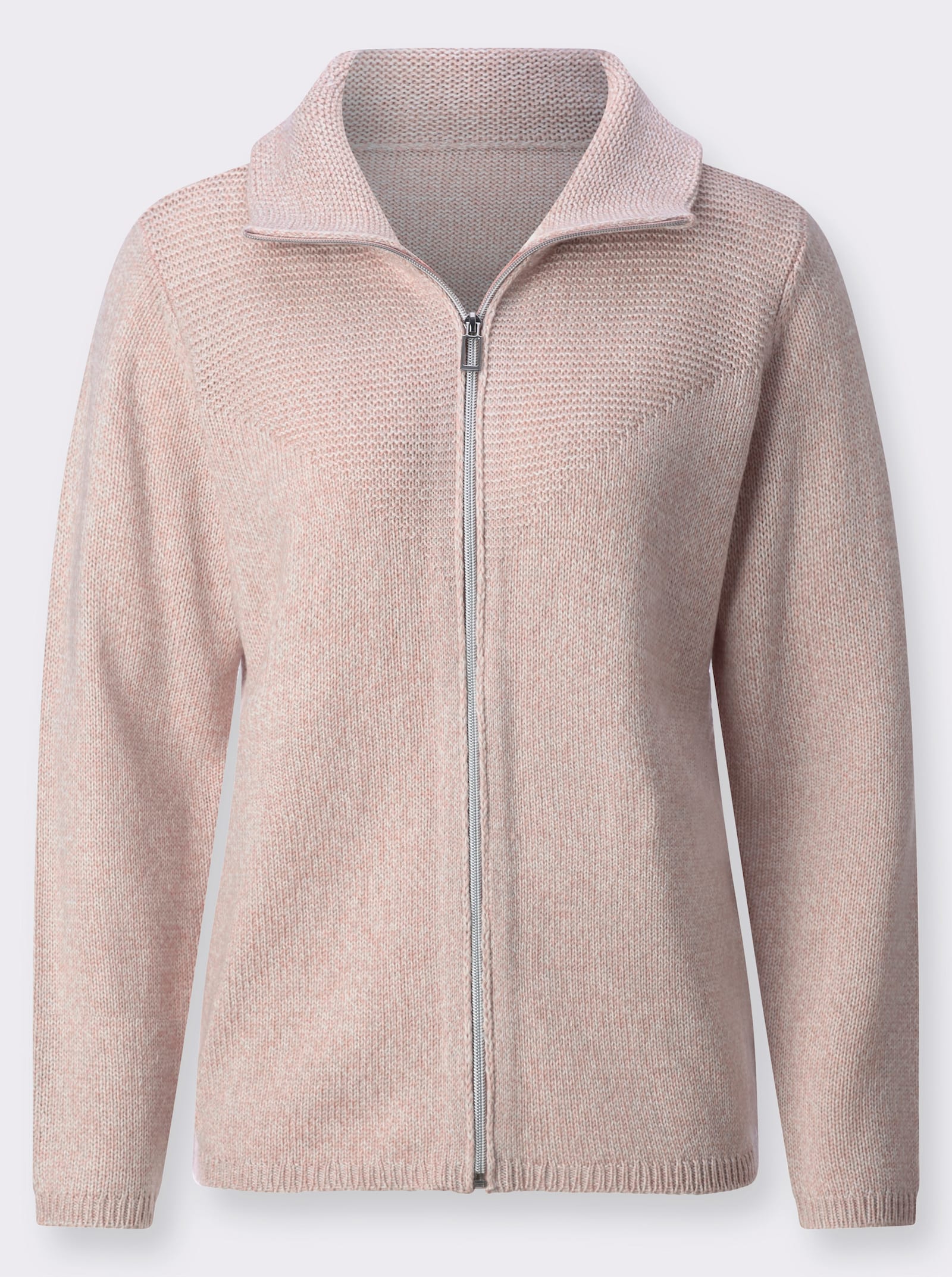Strickjacke - puder-hellgrau-meliert