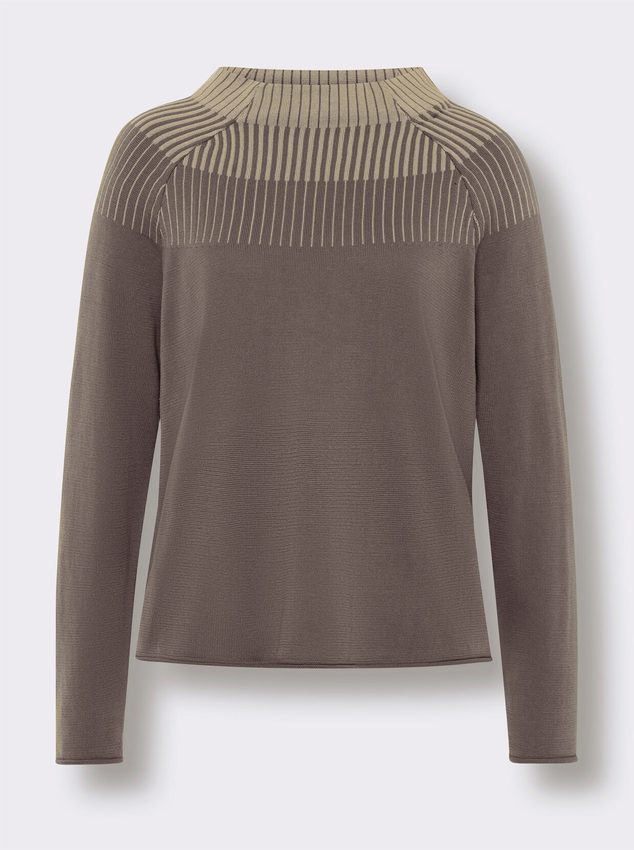 heine Langarm-Pullover - dunkeltaupe-sesam-gemustert