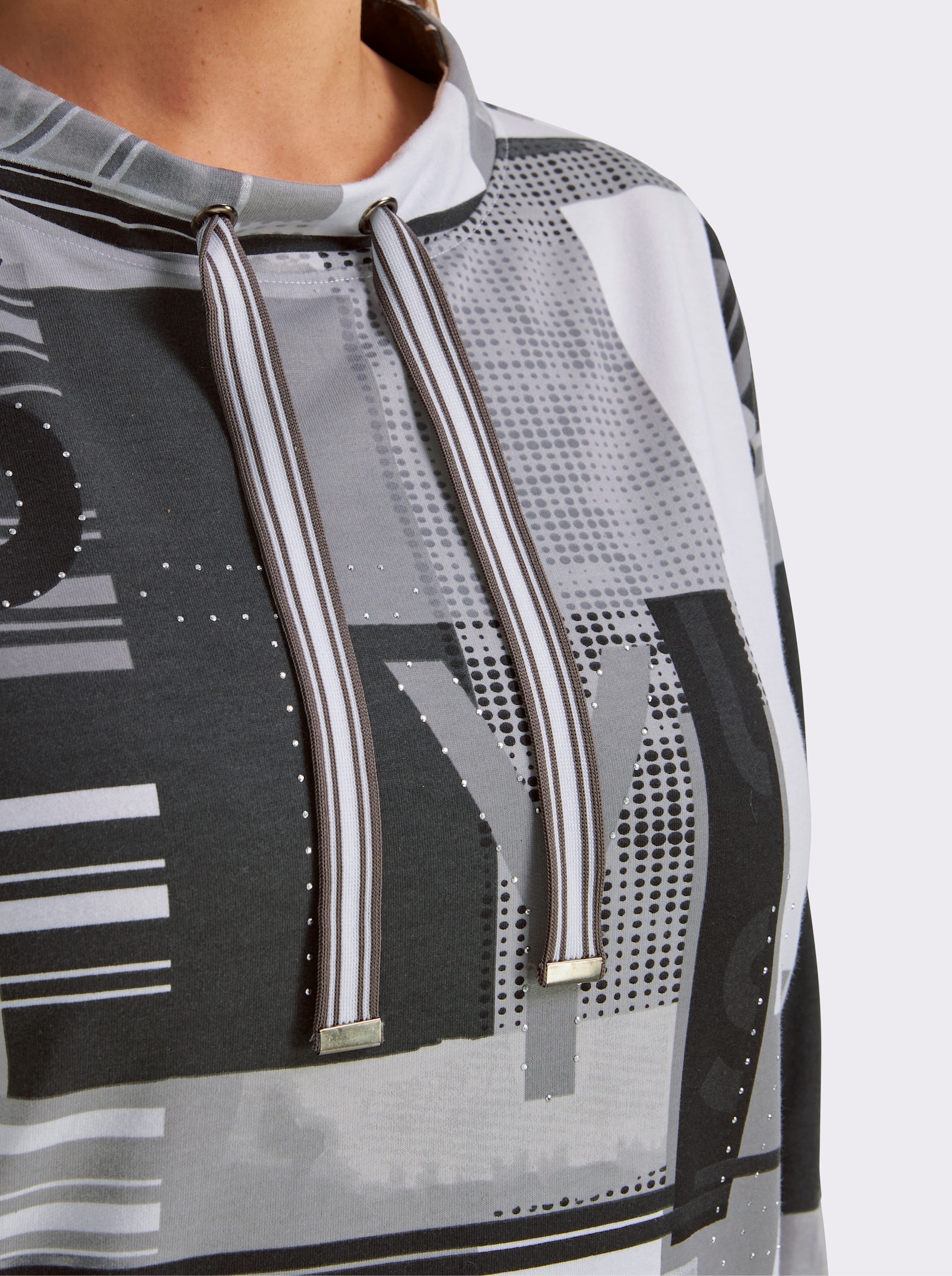 Sweatshirt mit Buchstaben-Print - schwarz-ecru