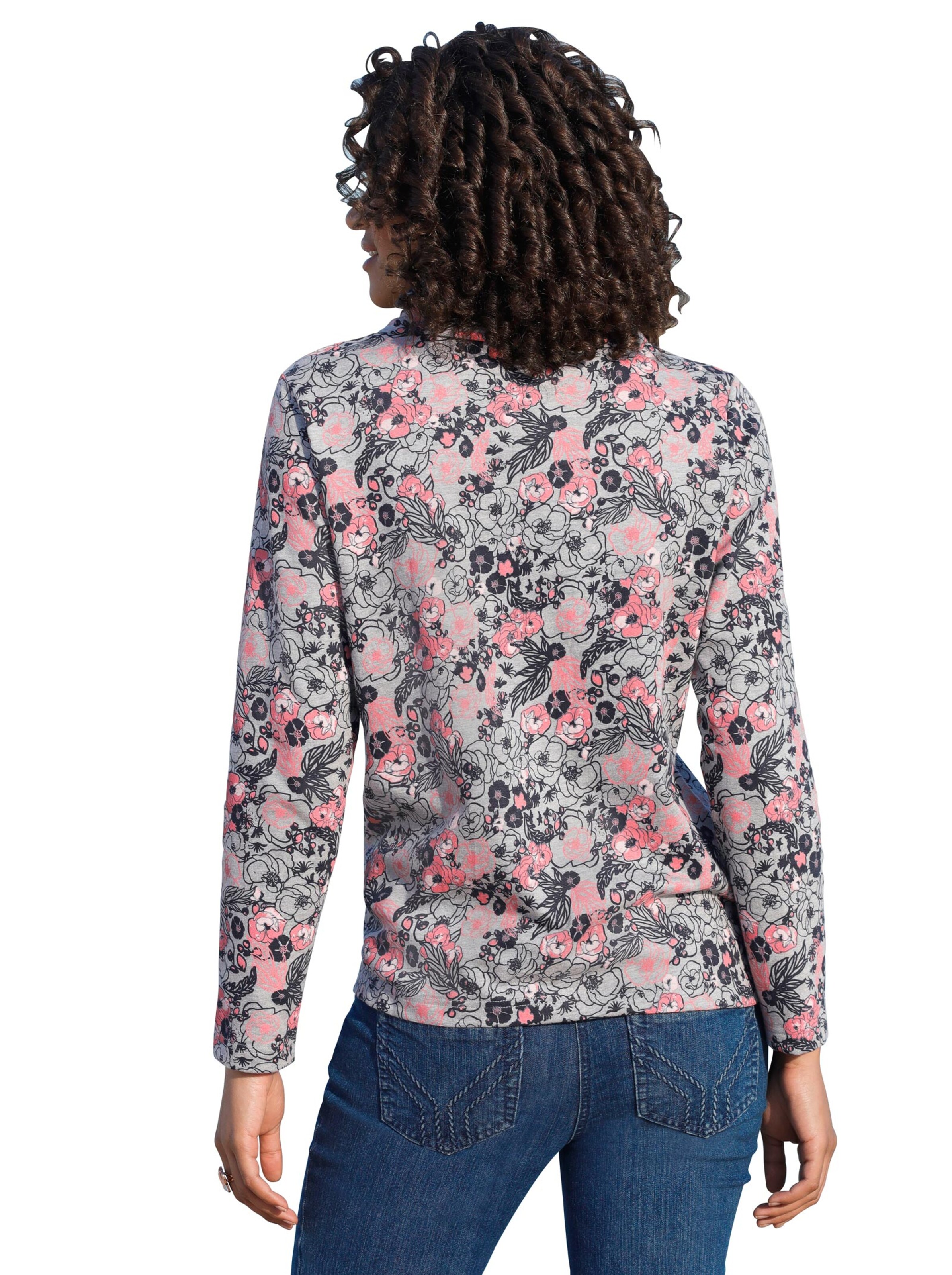 Sweatshirt - rosé-grau-gemustert