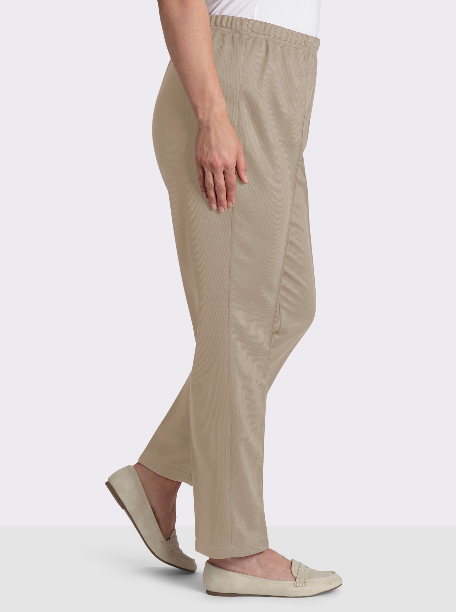 Hose mit Ripp-Struktur - beige