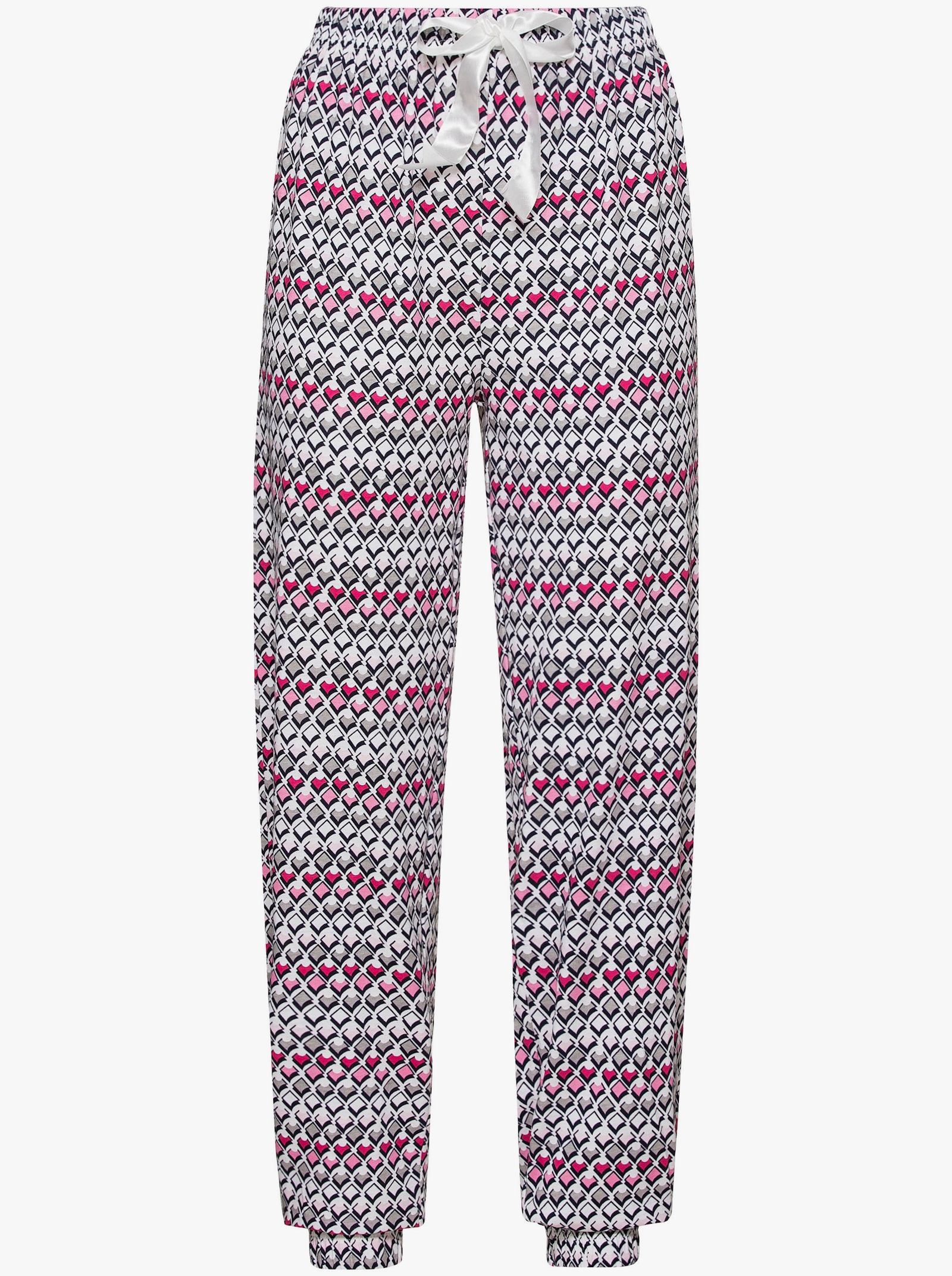 wäschepur Pyjama met elastiek in de pijpzomen - wit geprint