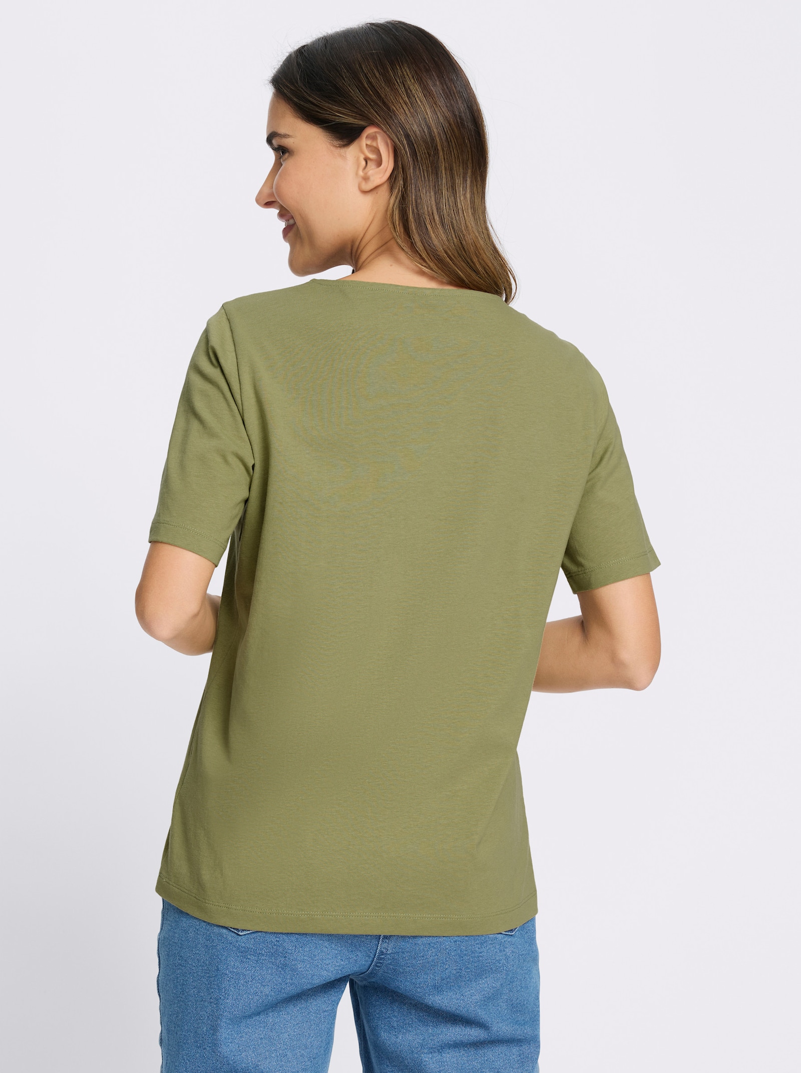 Kurzarmshirt mit Zitronen-Print am Ausschnitt - schilf-gelb