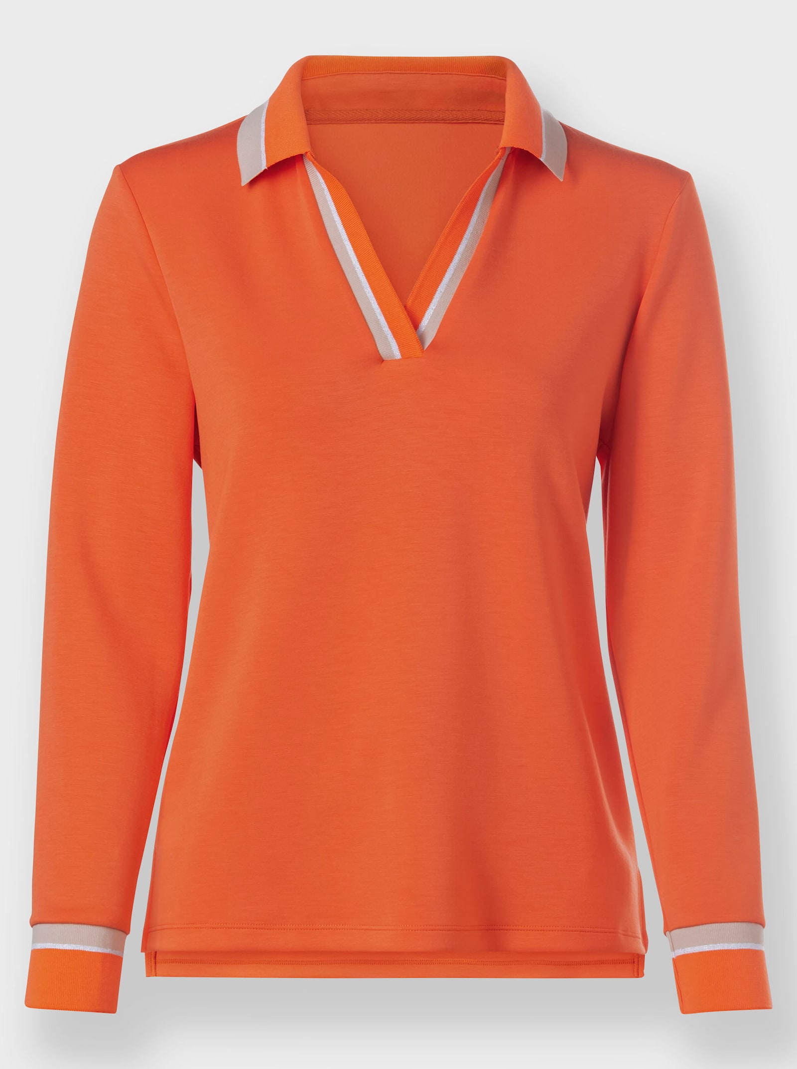 Poloshirt mit Kontrast-Akzenten - orange-sand-gemustert