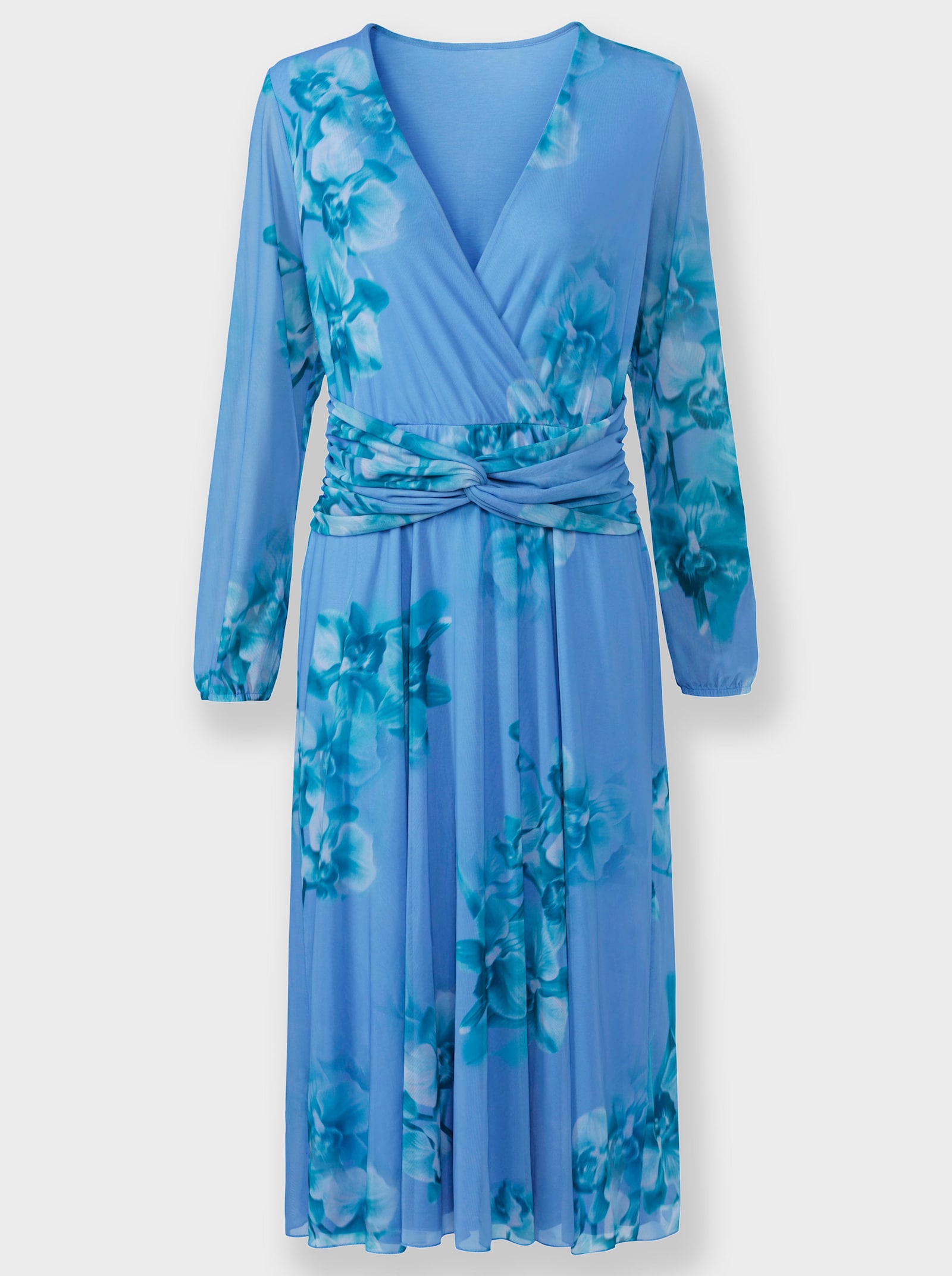 heine Jurk met print in wikkellook - hemelsblauw/blauwgroen bedrukt