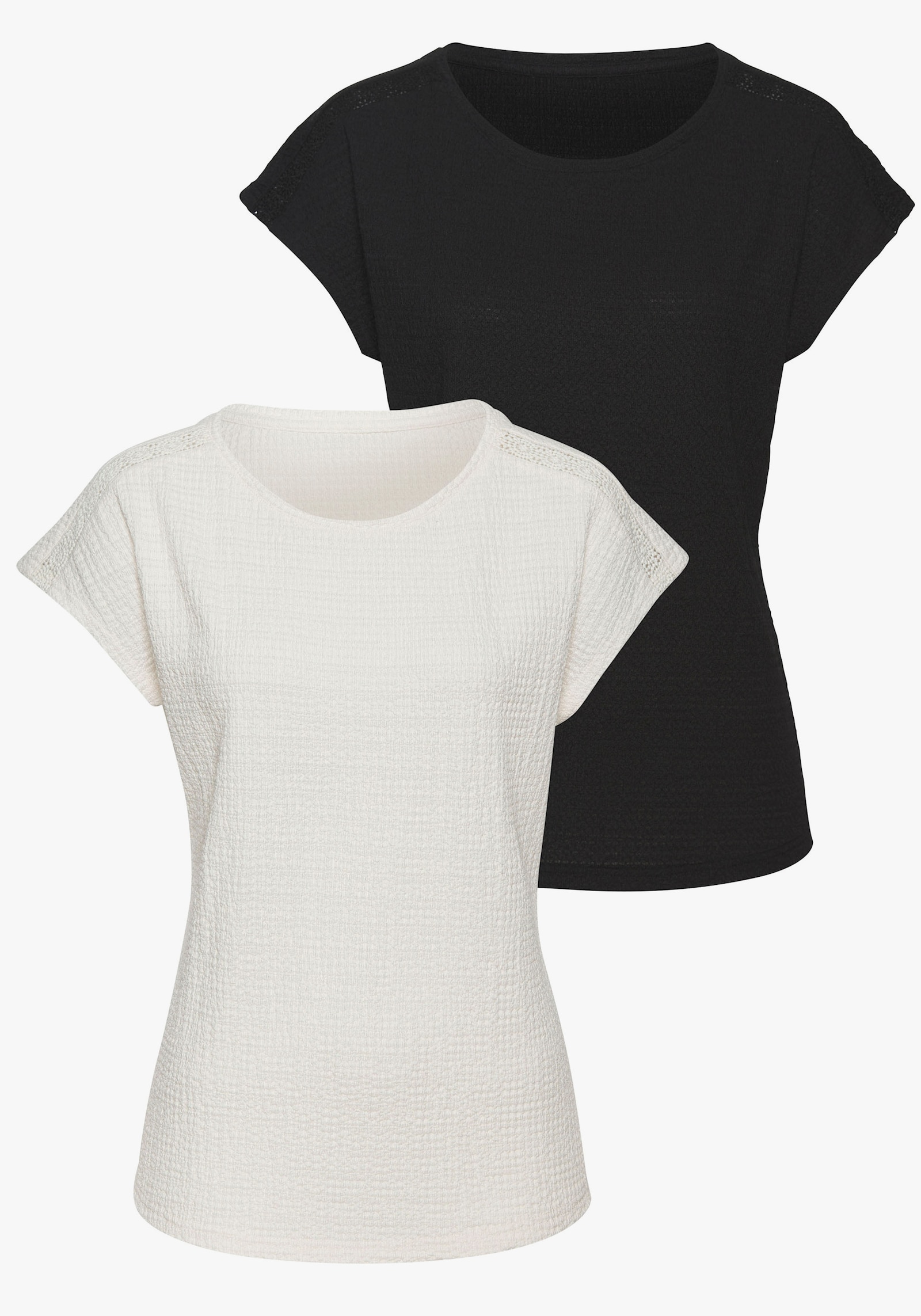 Vivance Kurzarmshirt - schwarz, creme