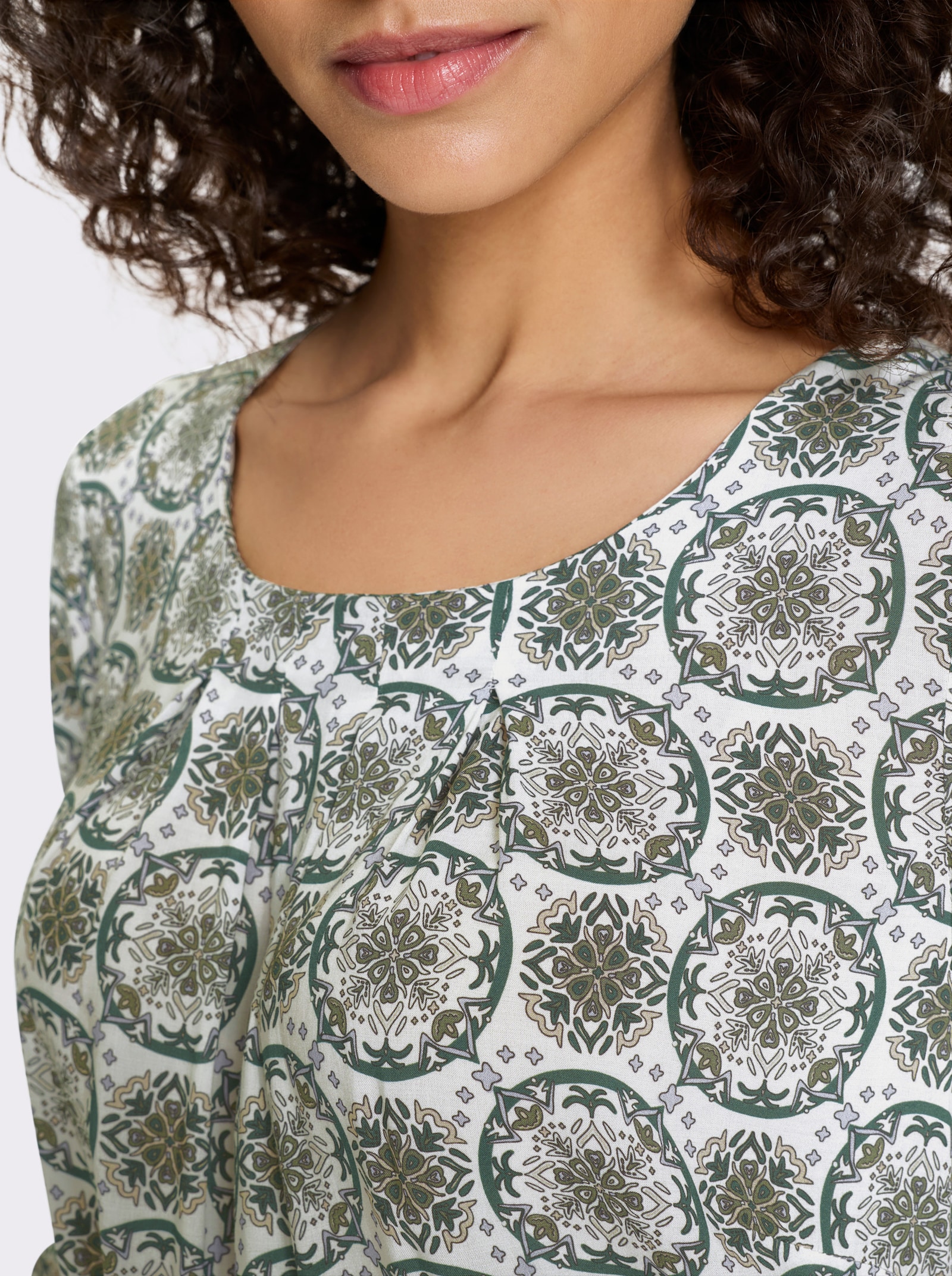 heine Blouse met print en plooien - kaki/zand/bedrukt