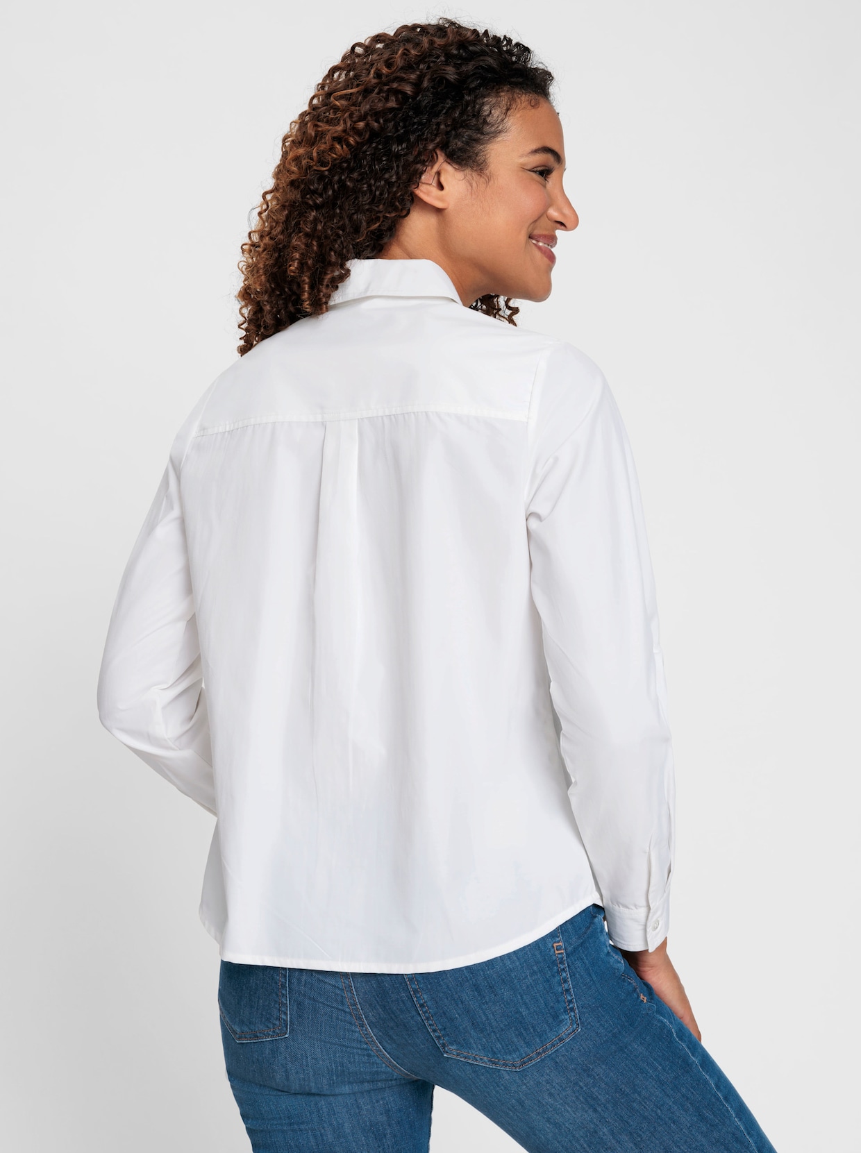 Langarm-Bluse im Baumwoll-Polyester-Mix - ecru