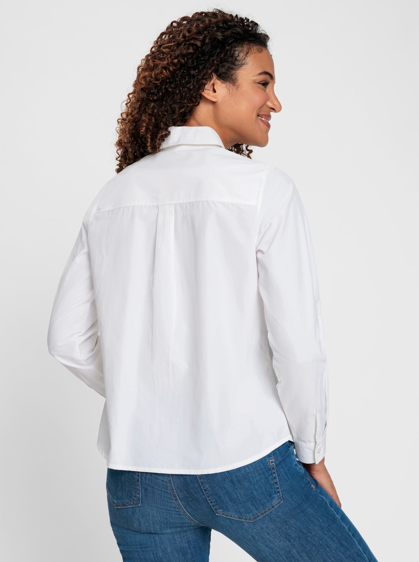 Langarm-Bluse im Baumwoll-Polyester-Mix - ecru