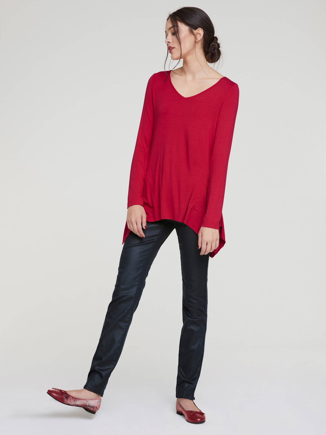 heine Longshirt im Zipfel-Look - rot