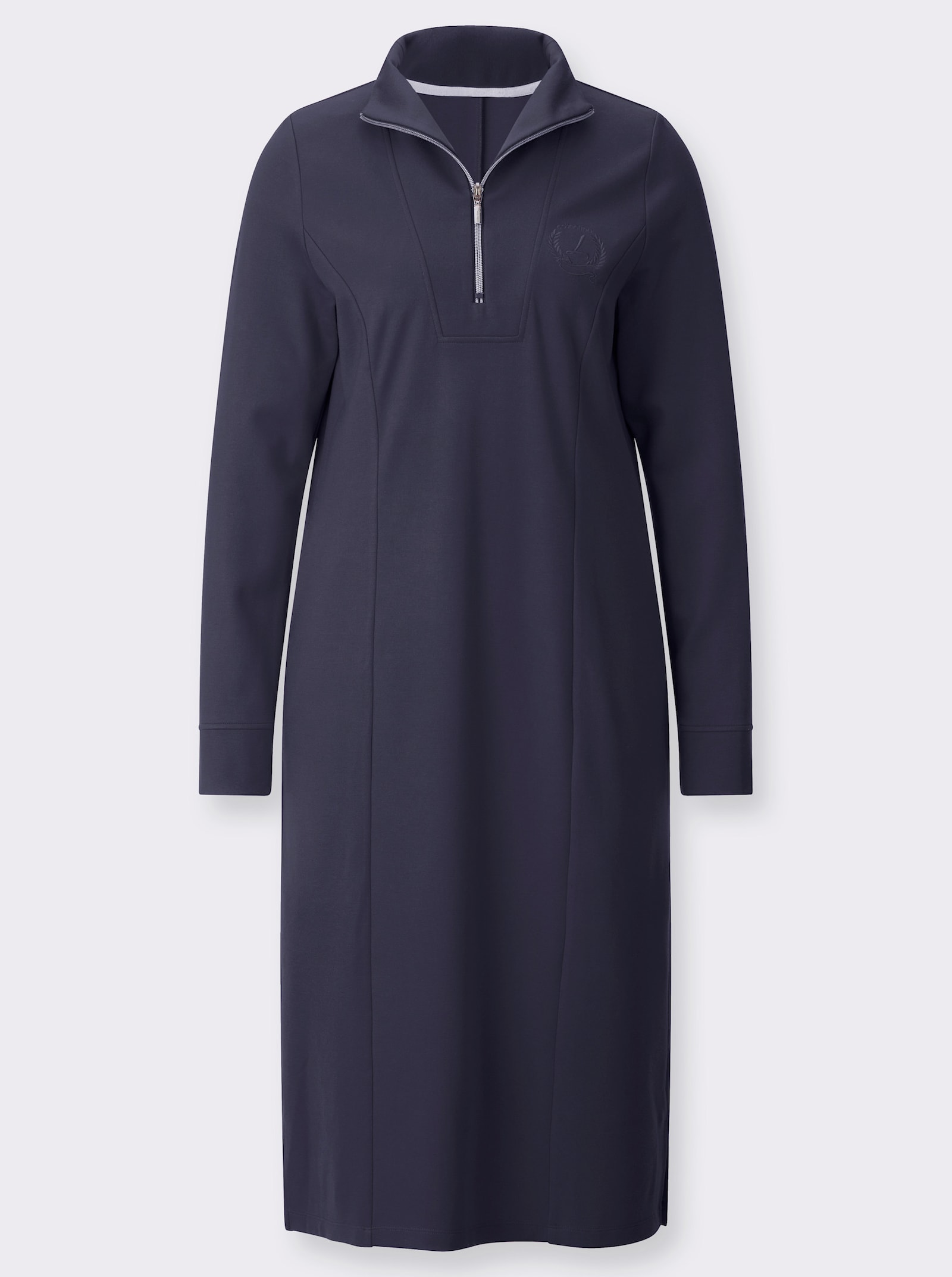 Jerseykleid mit Saumschlitzen - marine