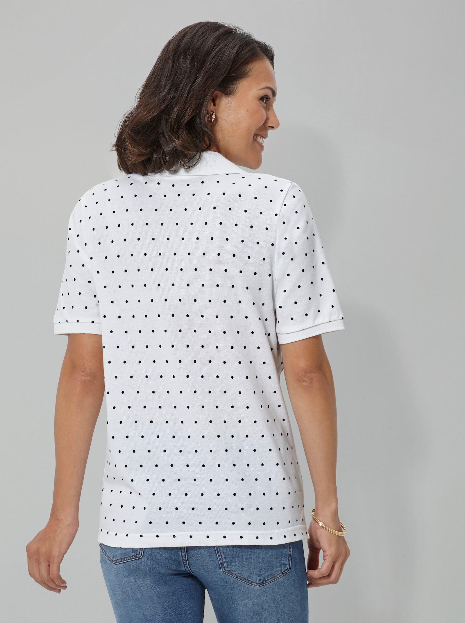 Poloshirt in Pünktchen-Dessin - weiß-getupft
