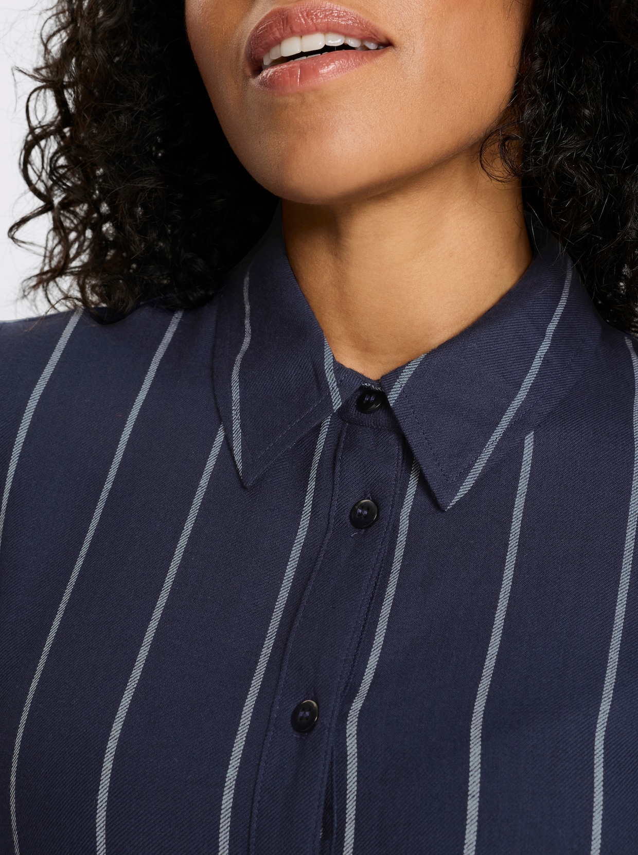 Longbluse im Streifen-Dessin - marine-ecru-gestreift