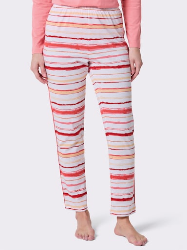 wäschepur Schlafanzughose mit Dehnbund - flamingo-weiß-gestreift