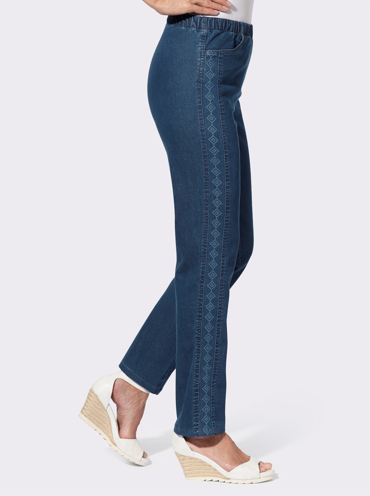 Jeans med resår - blue-stone-washed