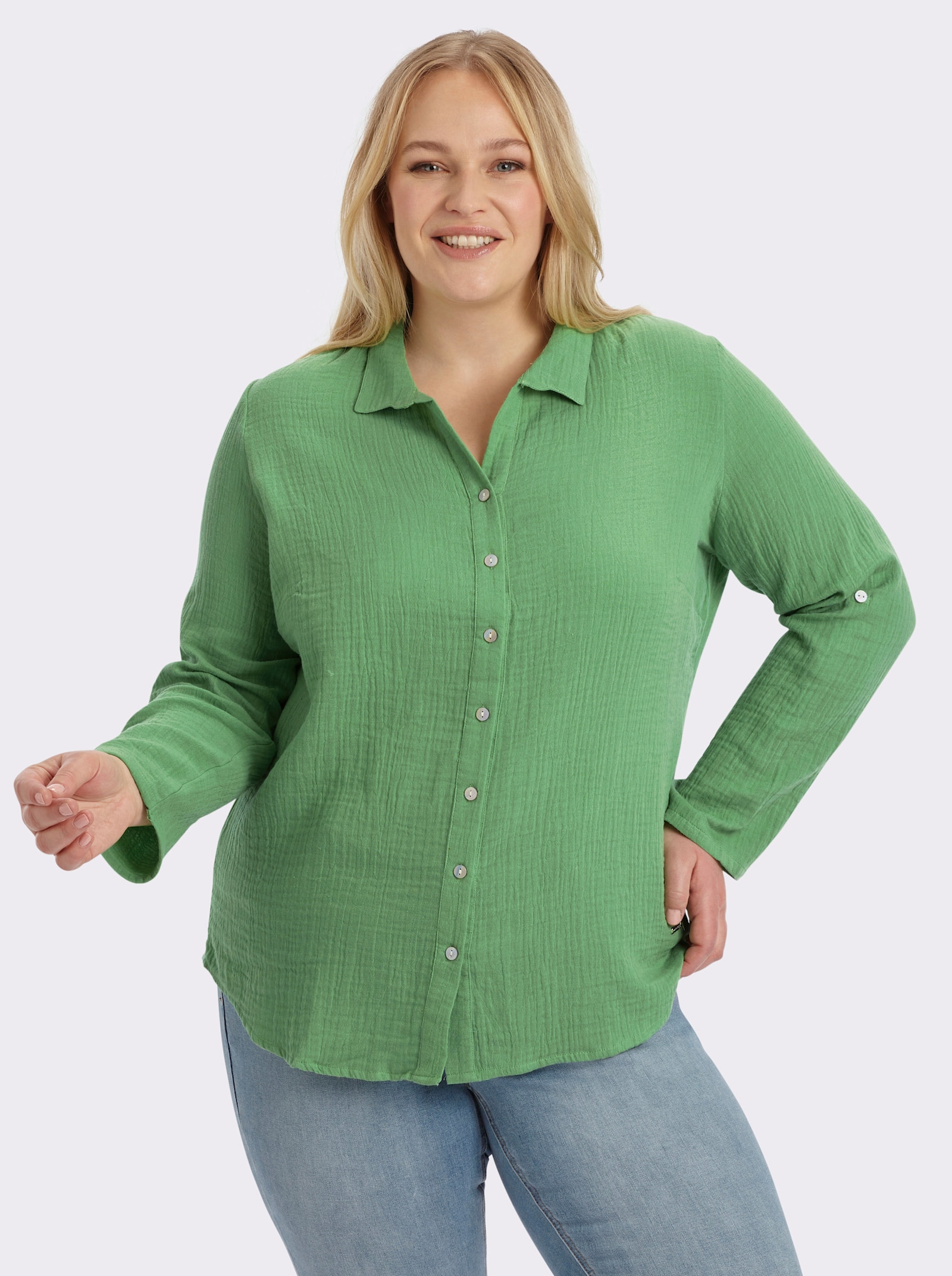 Hemdbluse mit Reverskragen - apfel