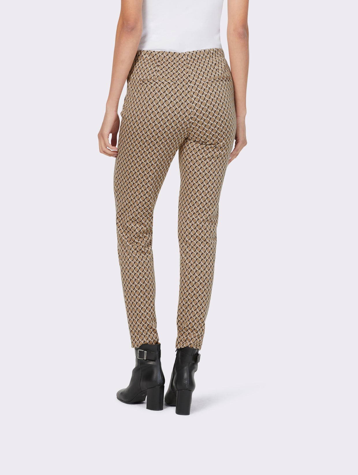 heine Bedrukte broek - camel/wit gedessineerd