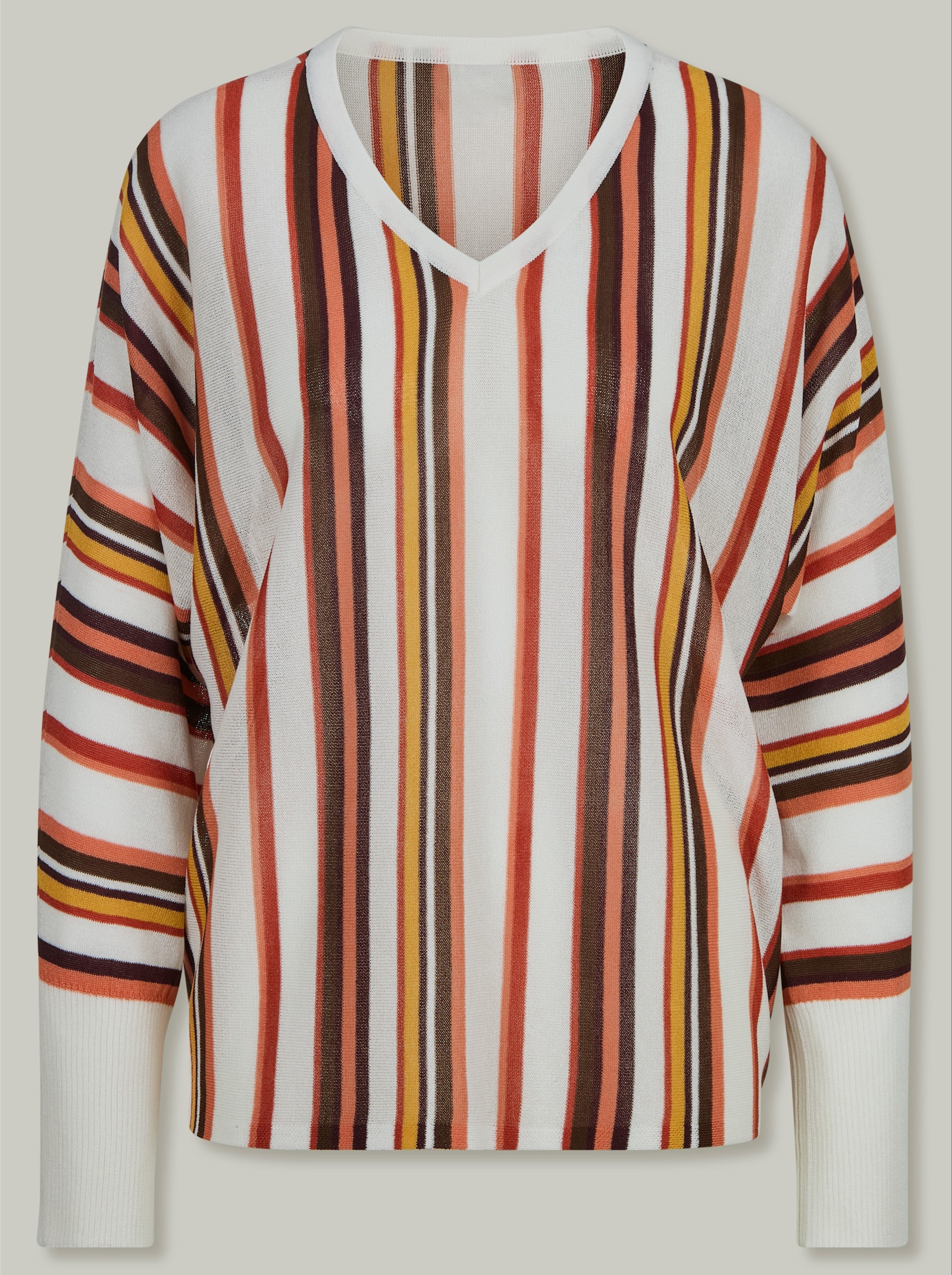 heine Pullover mit Streifen - ecru-rostrot-gemustert