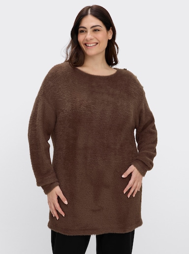 sheego Feinstrickpullover mit U-Boot-Ausschnitt - schoko