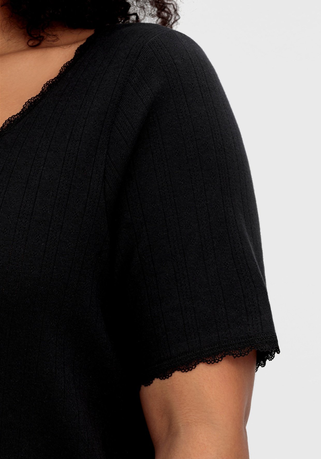 sheego Rippshirt - schwarz