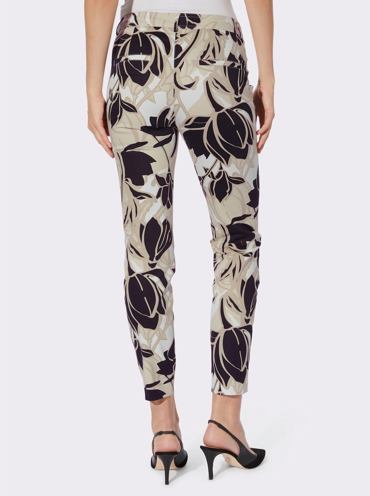 heine Broek met print - beige/zwart geprint