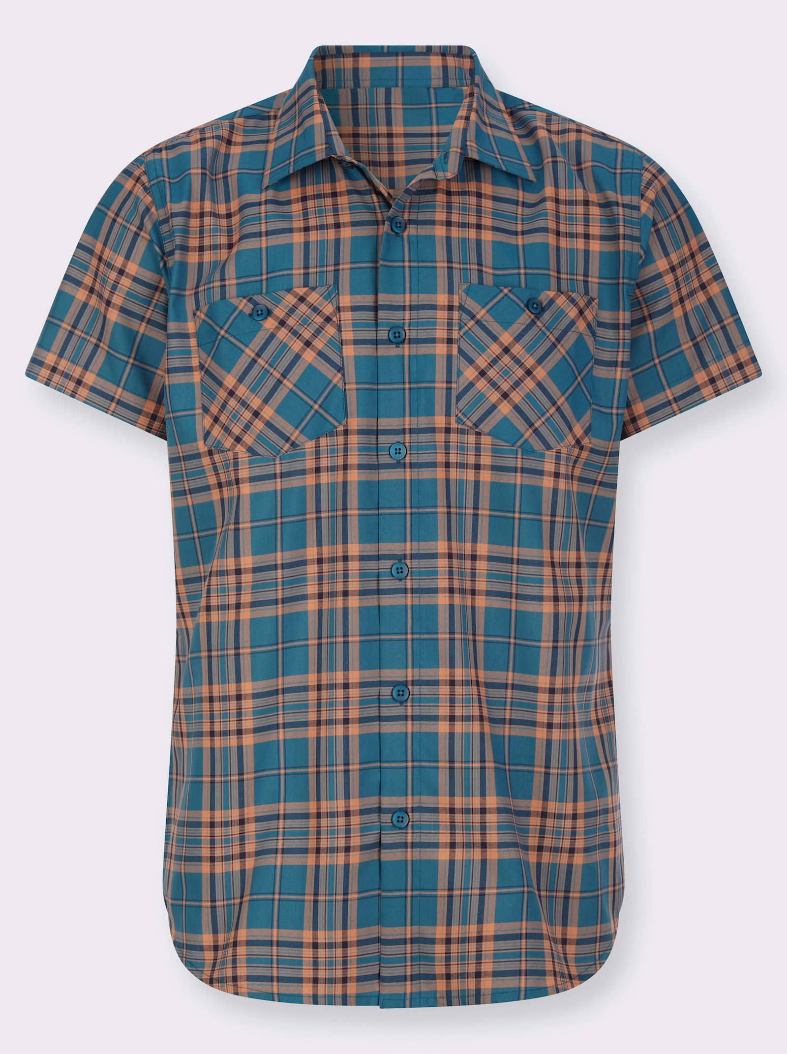 Kurzarmhemd mit Brusttaschen - topas-grau-kariert