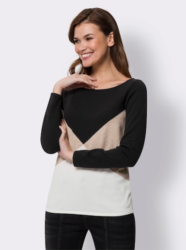 heine Pull - beige-noir à motifs