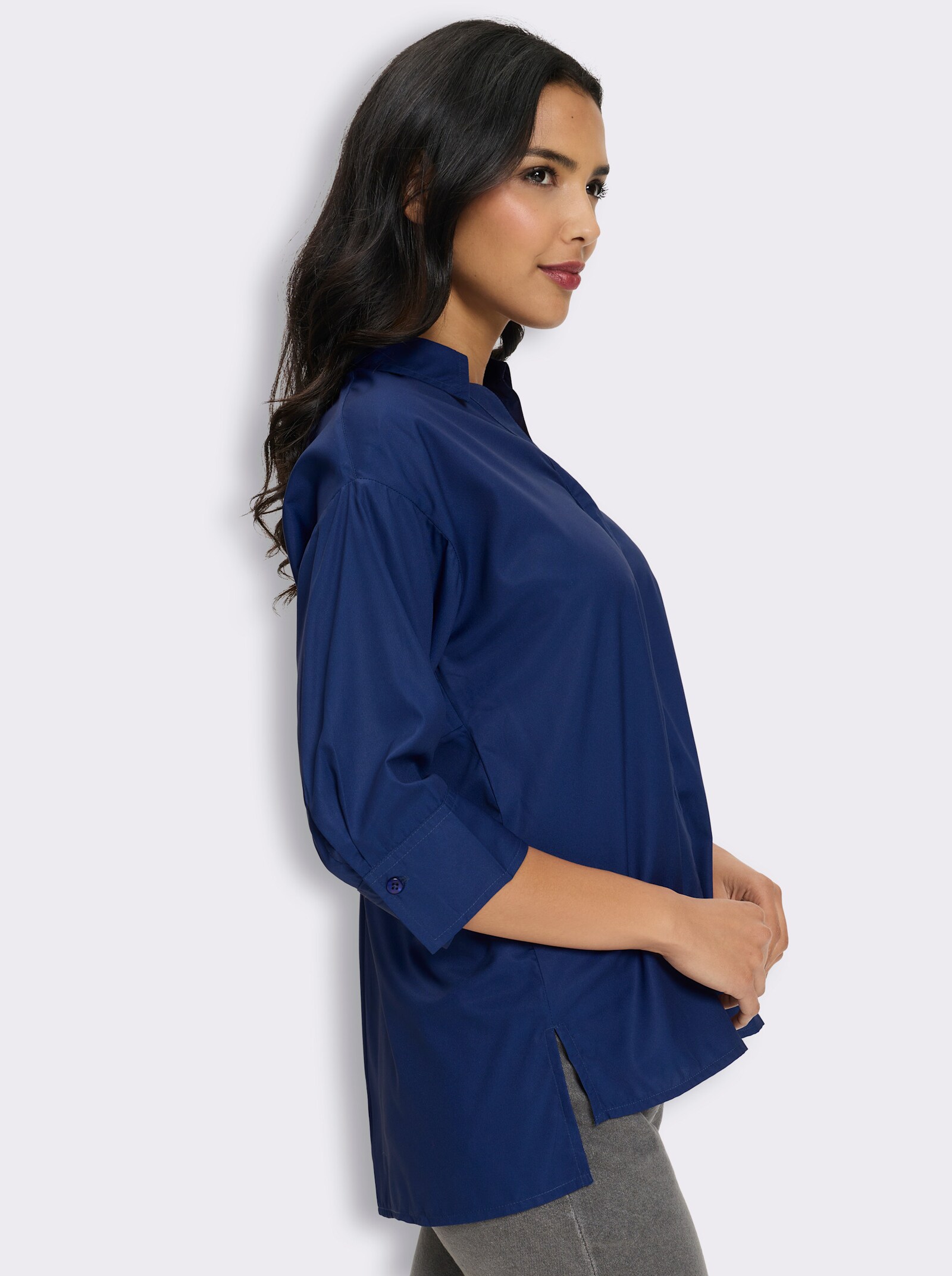 Longbluse mit Falte im Rückteil - royalblau